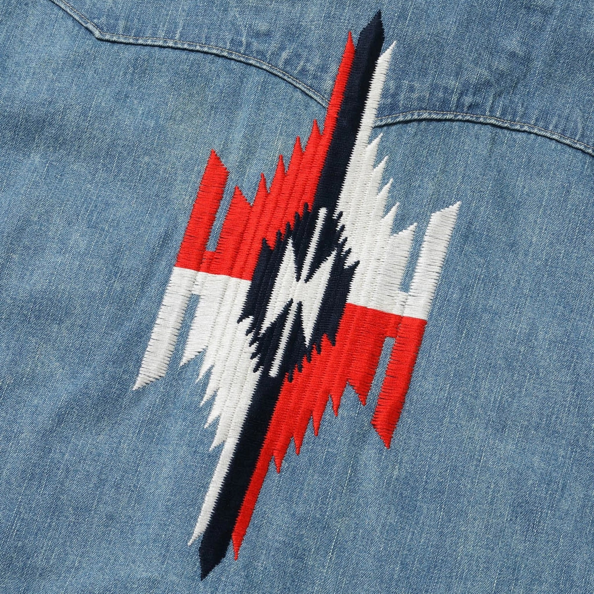 SC29473 Blue Denim Western Shirt Aged Model Embroidered