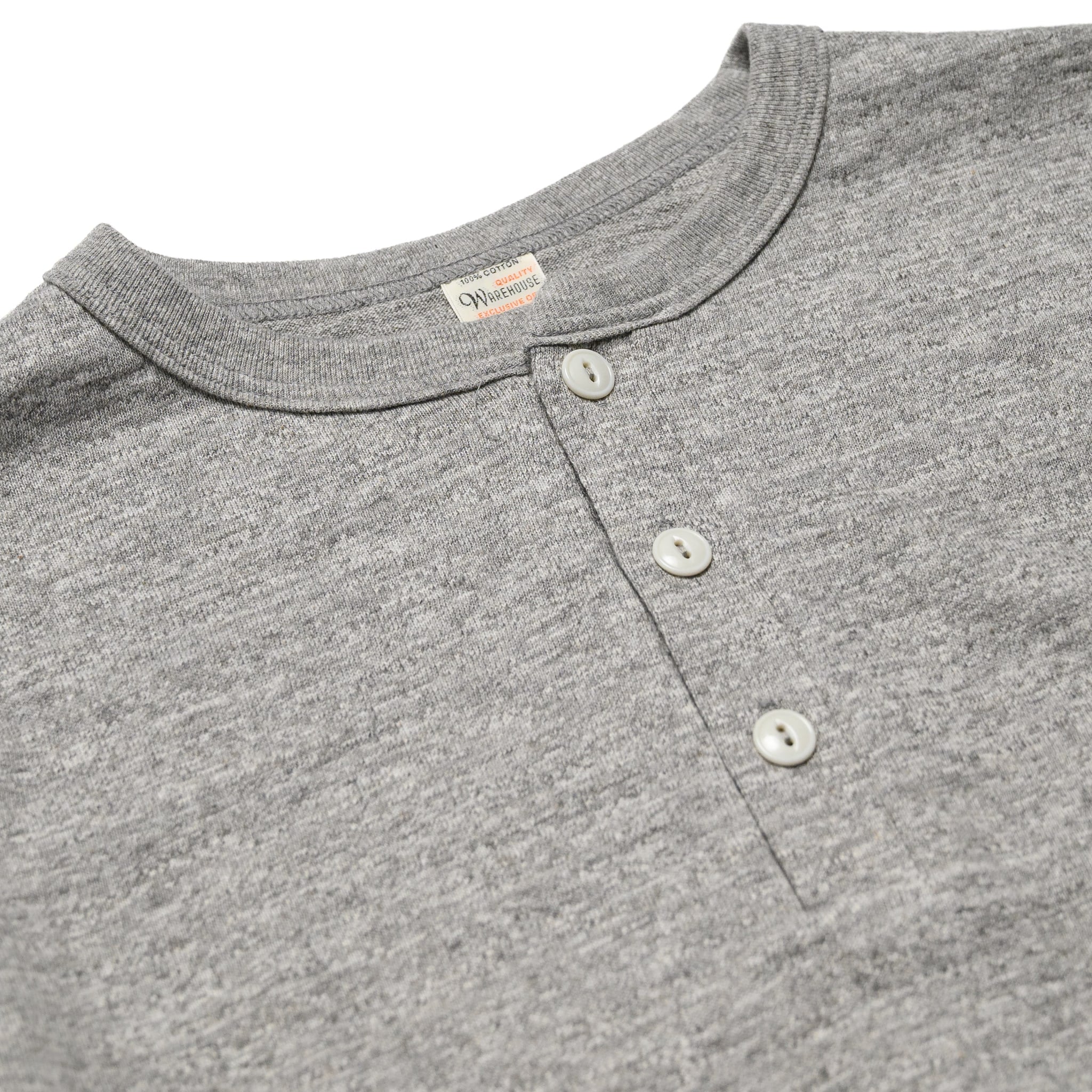 5907 Long Sleeve Henley - Heather Grey