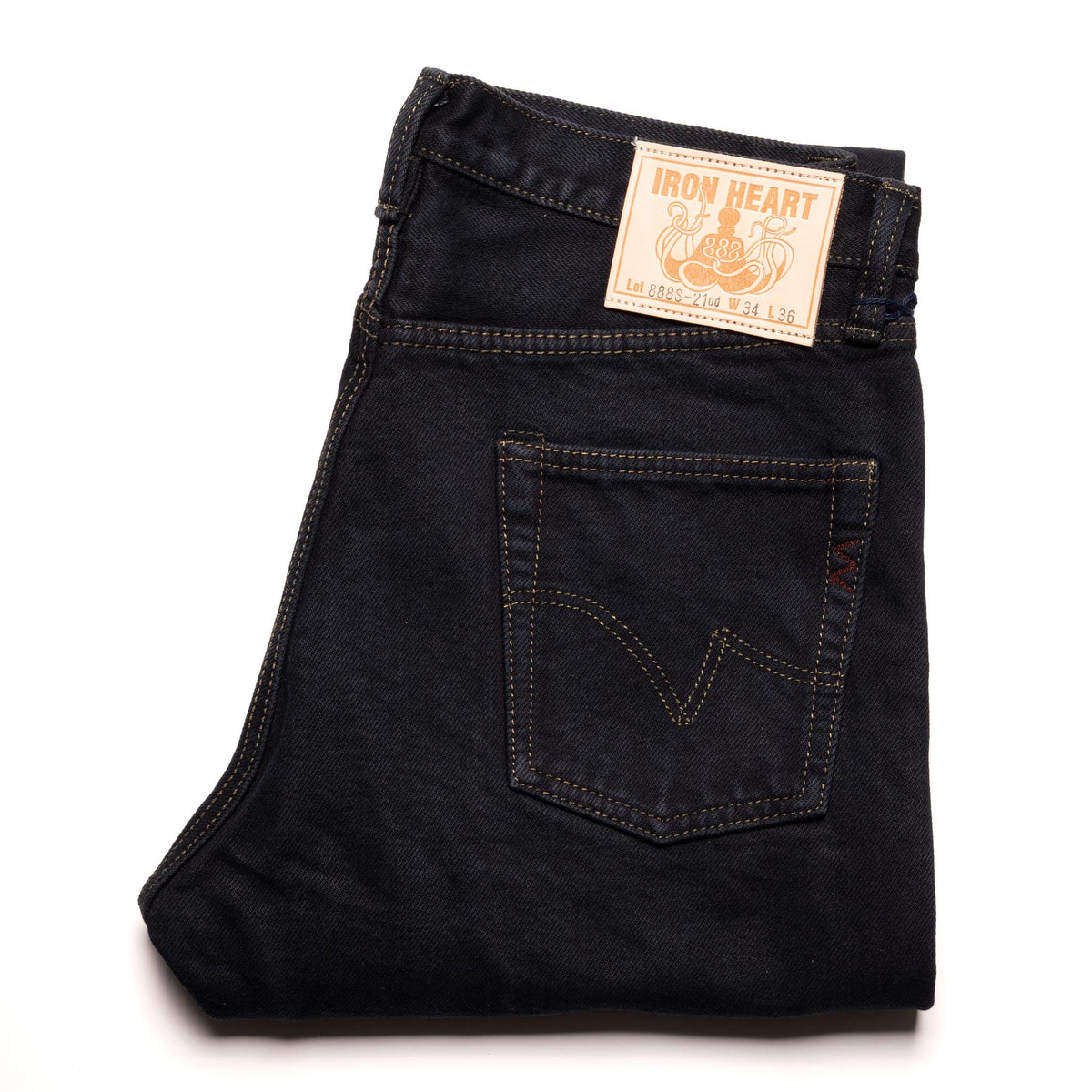 IH-888S-21od 21oz Selvedge Denim Medium/High Rise Tapered Cut Jeans - Indigo Overdyed Black