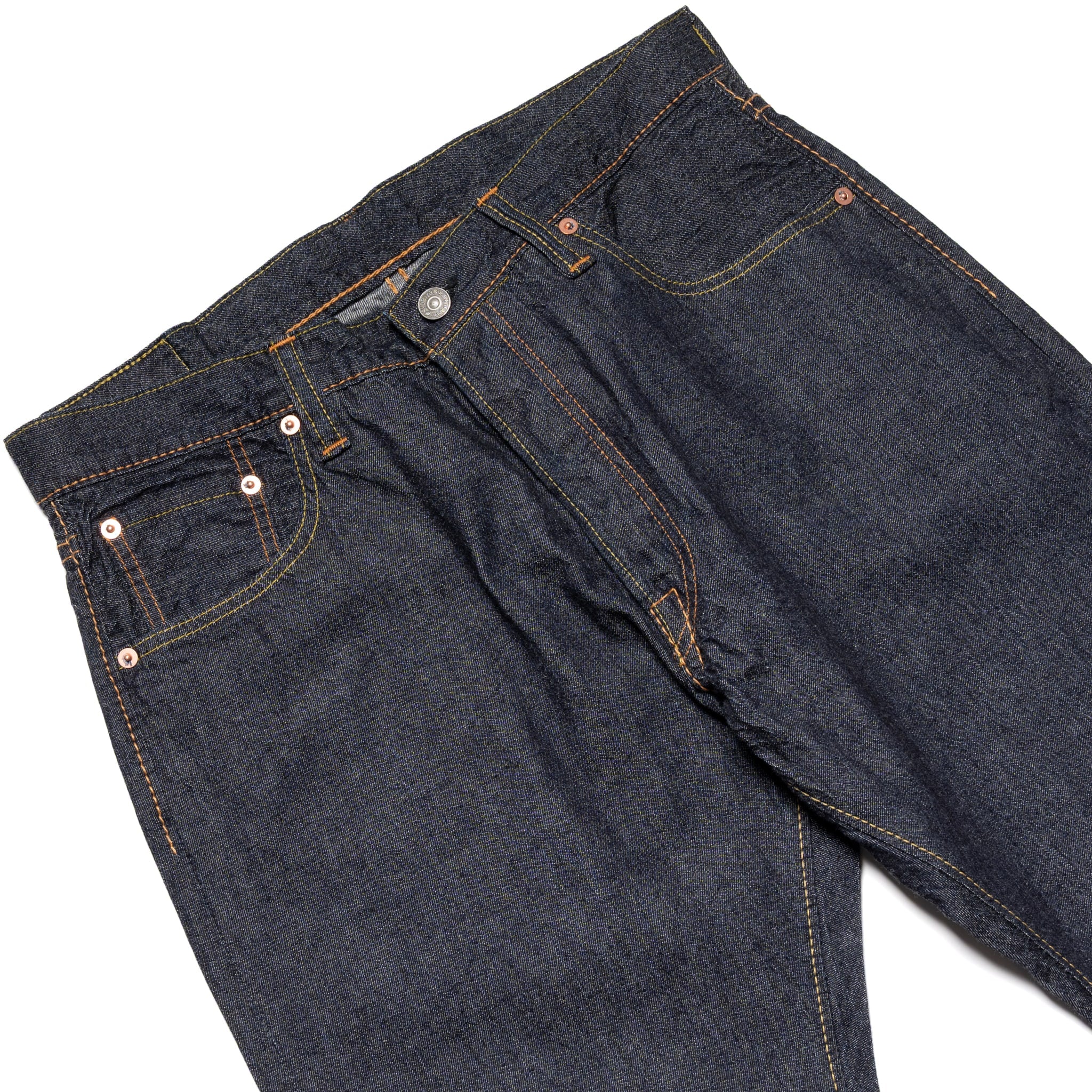 1182-019 10oz Selvedge Denim Relaxed Tapered - Indigo x Natural White