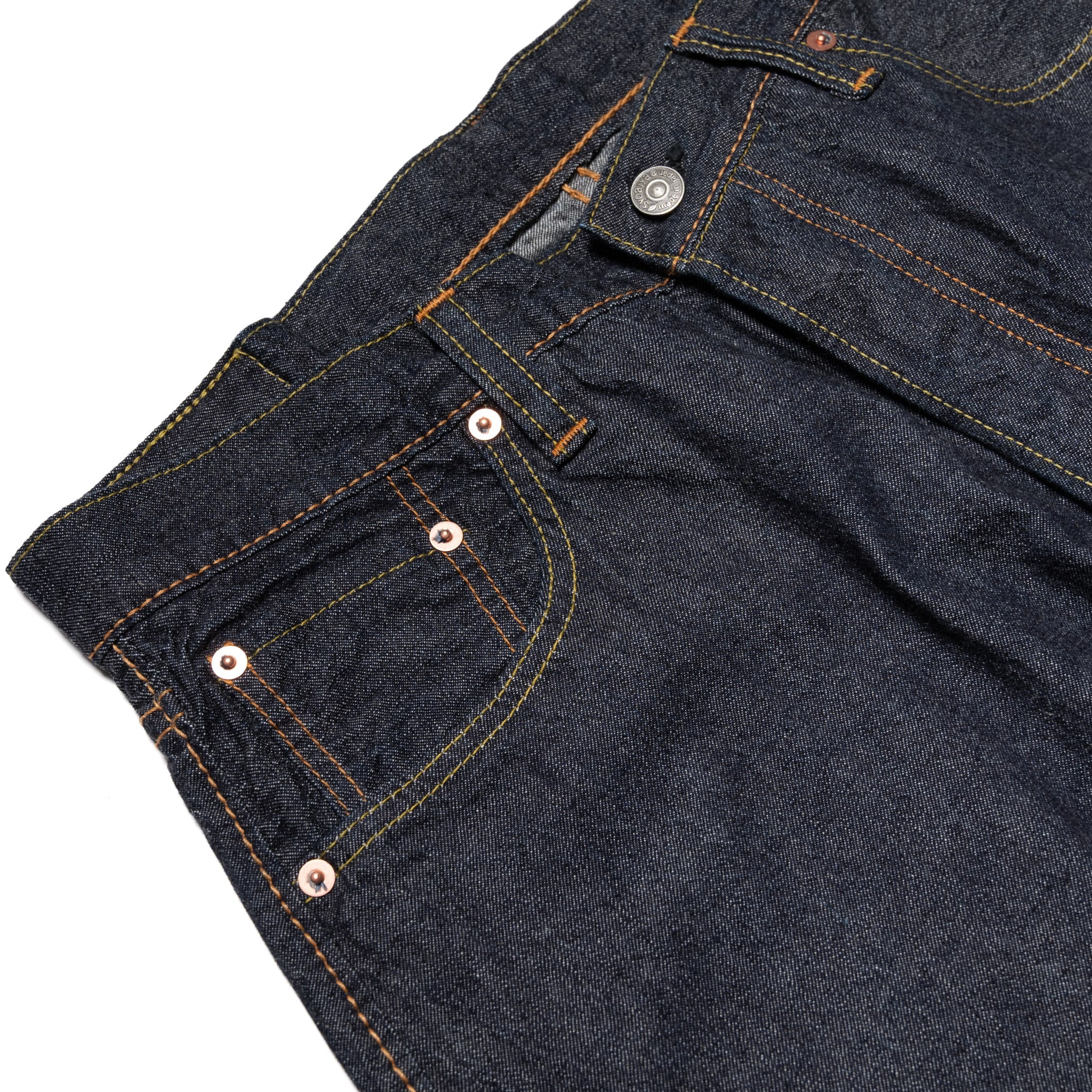 1182-019 10oz Selvedge Denim Relaxed Tapered - Indigo x Natural White