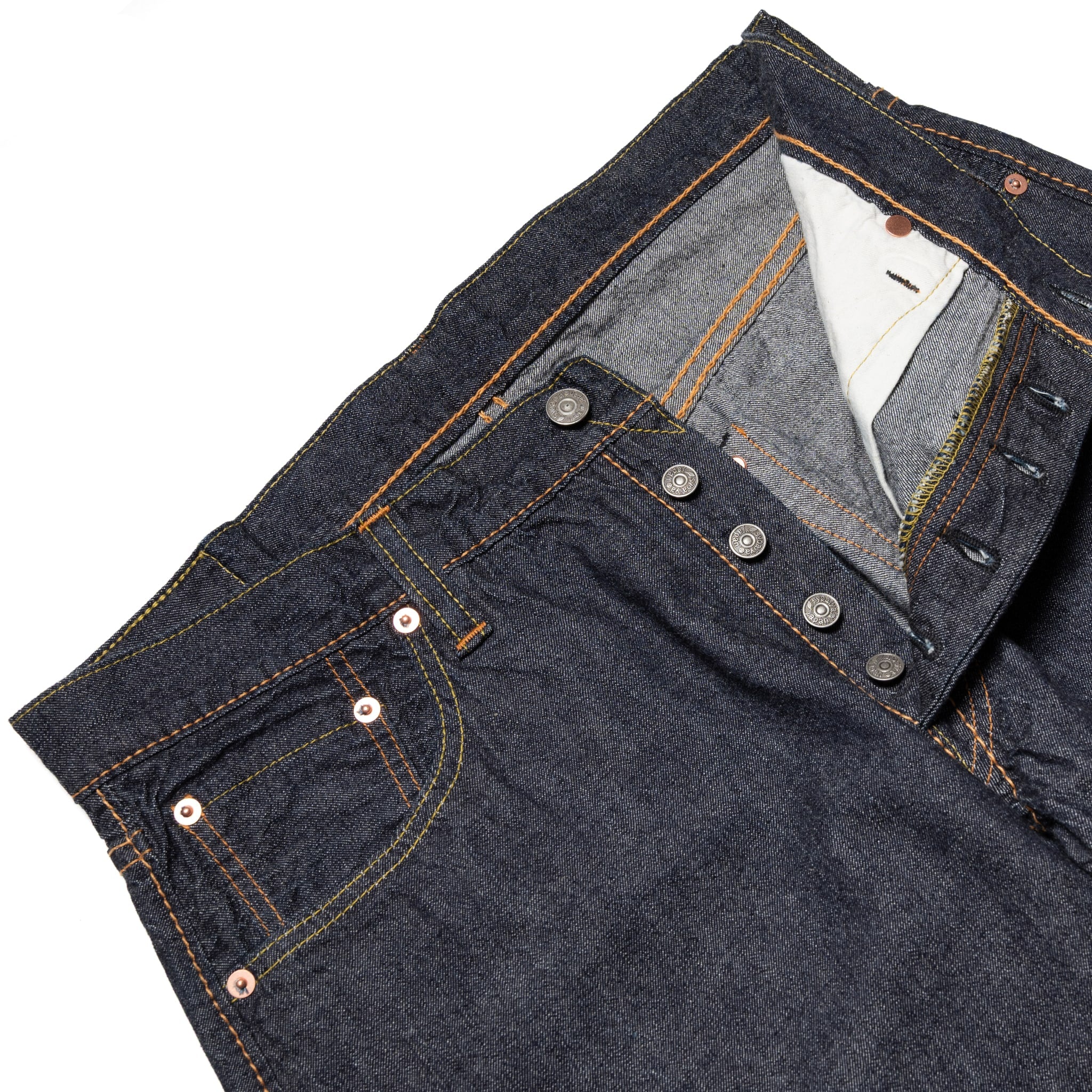1182-019 10oz Selvedge Denim Relaxed Tapered - Indigo x Natural White