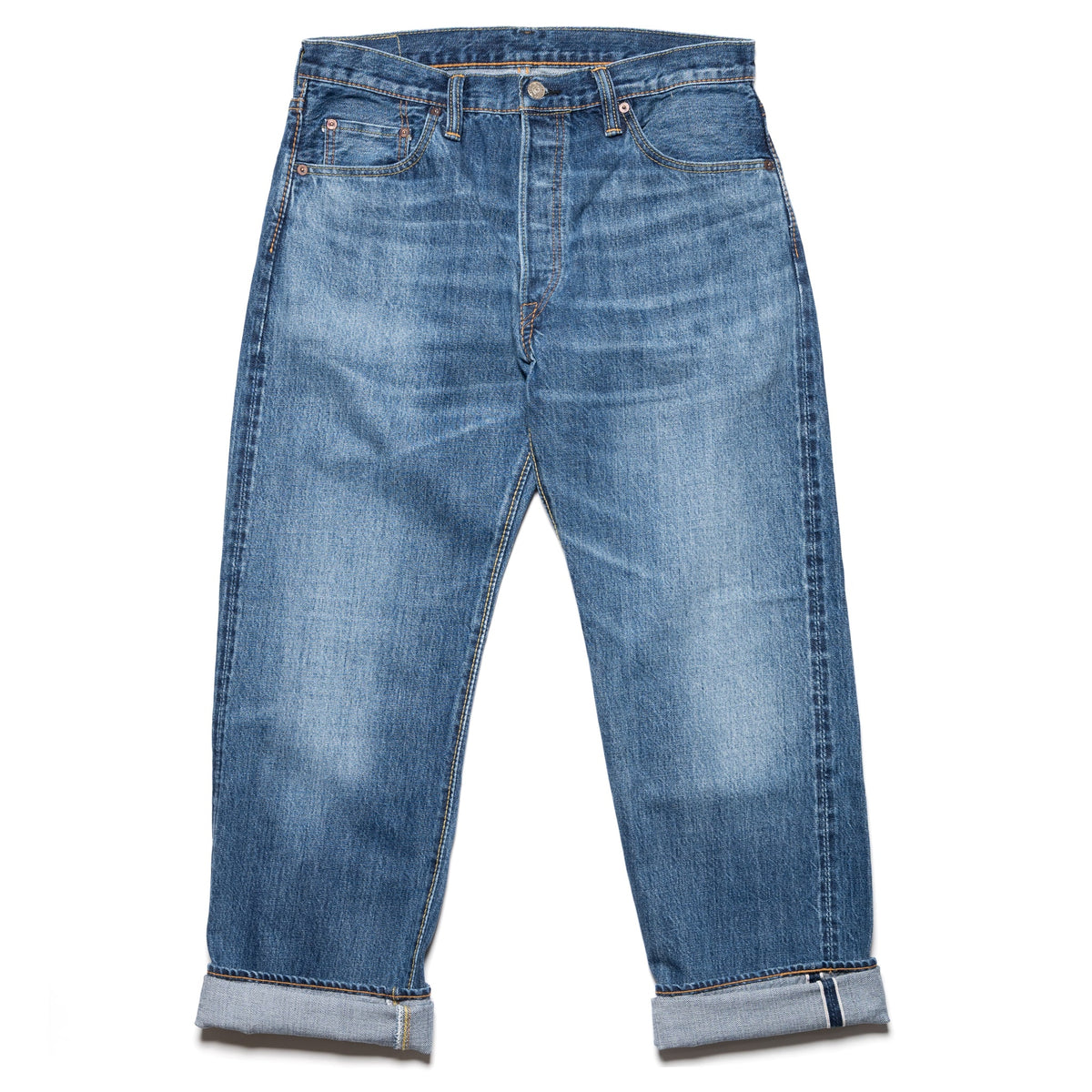 USED-003-ID Regular Straight 14oz Selvedge Denim - Used Wash