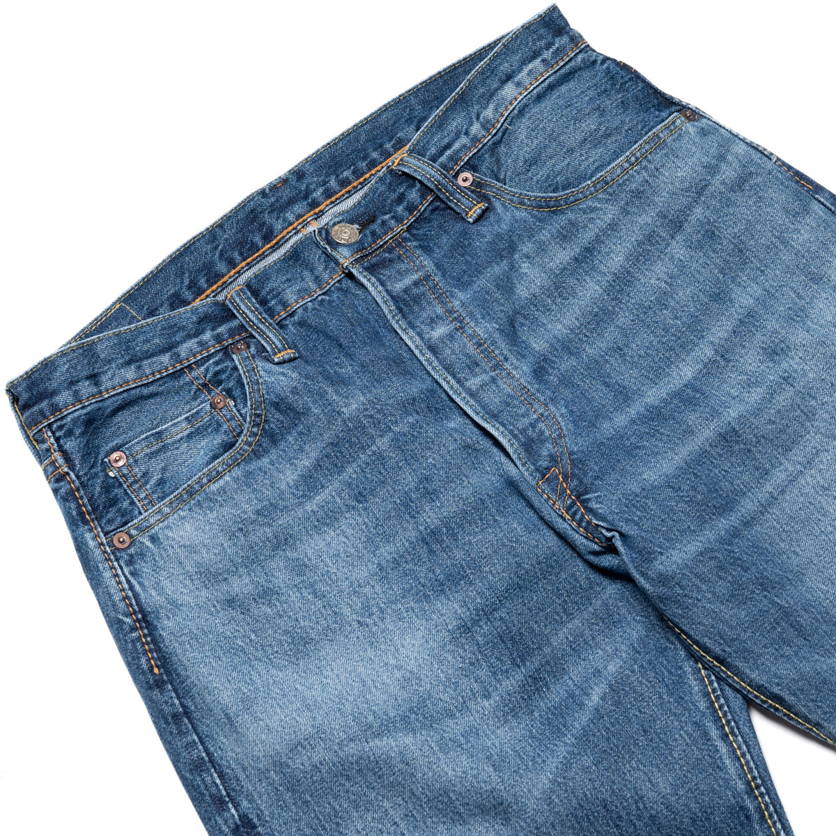 USED-003-ID Regular Straight 14oz Selvedge Denim - Used Wash