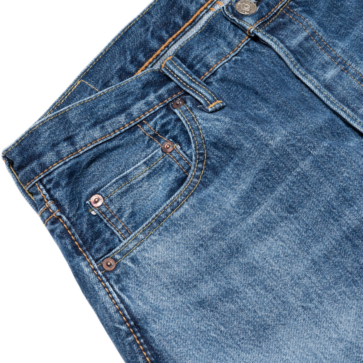 USED-003-ID Regular Straight 14oz Selvedge Denim - Used Wash