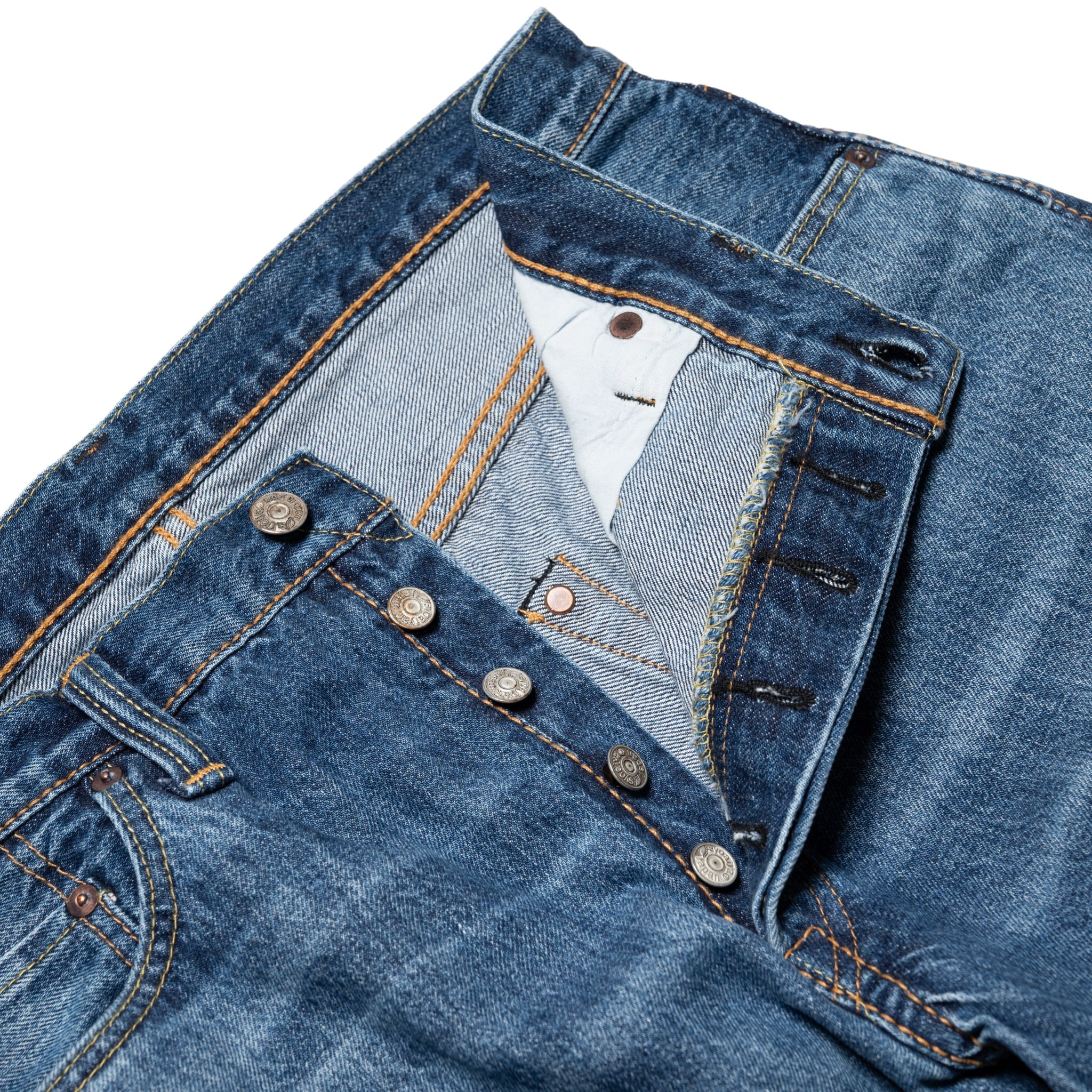 USED-003-ID Regular Straight 14oz Selvedge Denim - Used Wash