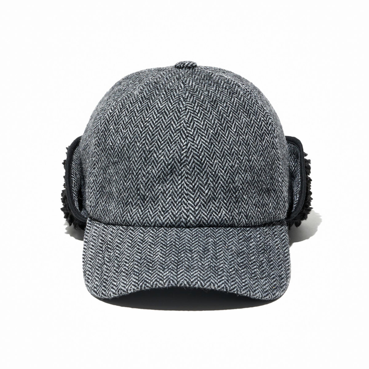 Hunting Cap - Grey Poly Wool Herringbone