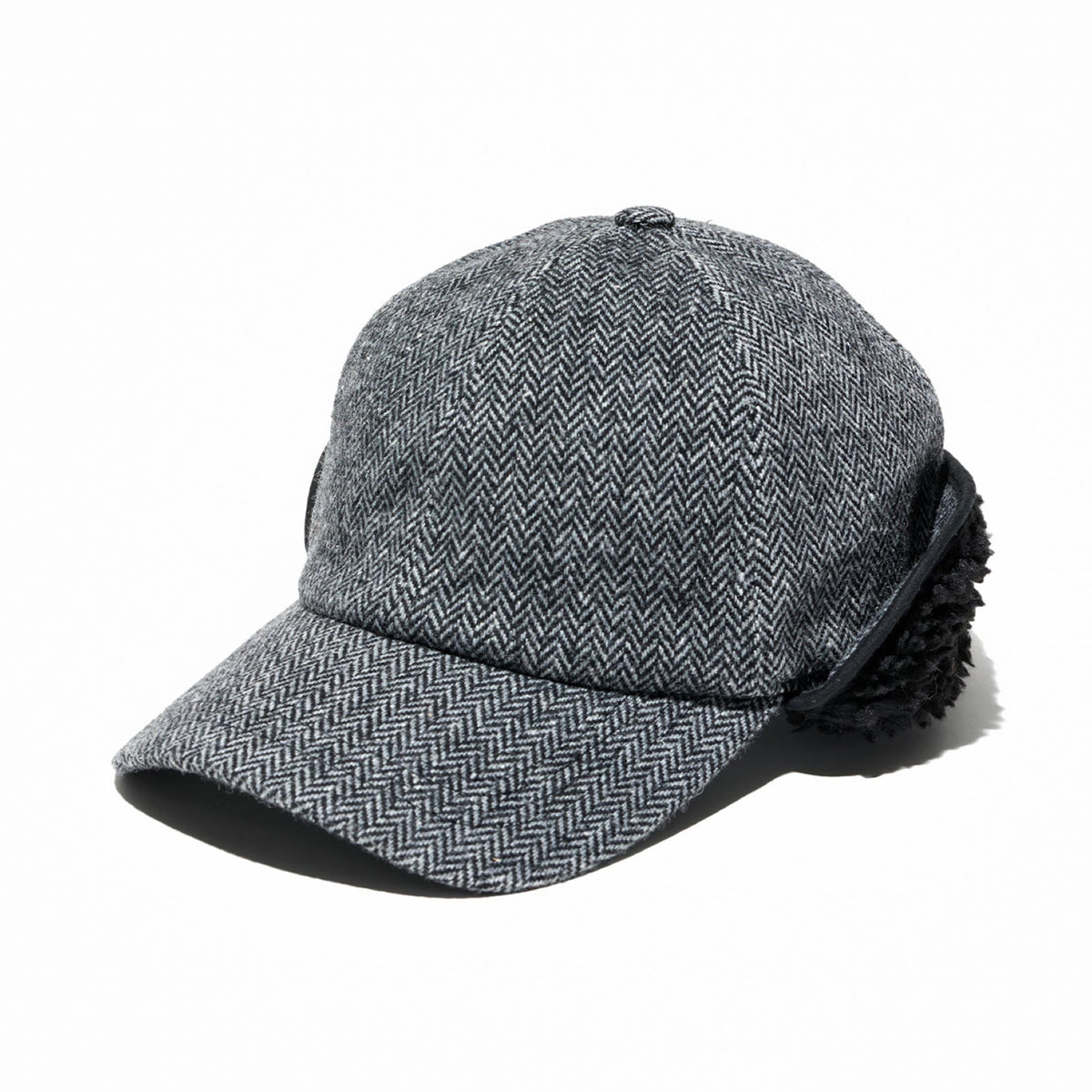 Hunting Cap - Grey Poly Wool Herringbone