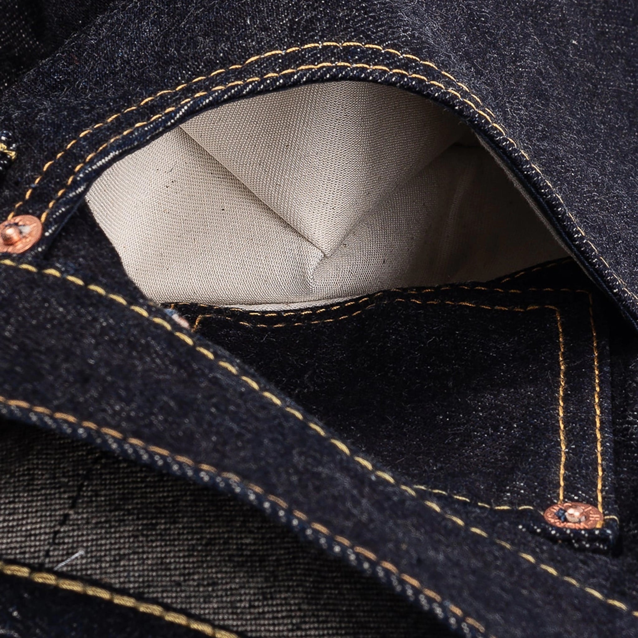 IH-666S-142 14oz Selvedge Denim Slim Straight Cut Jeans - Indigo