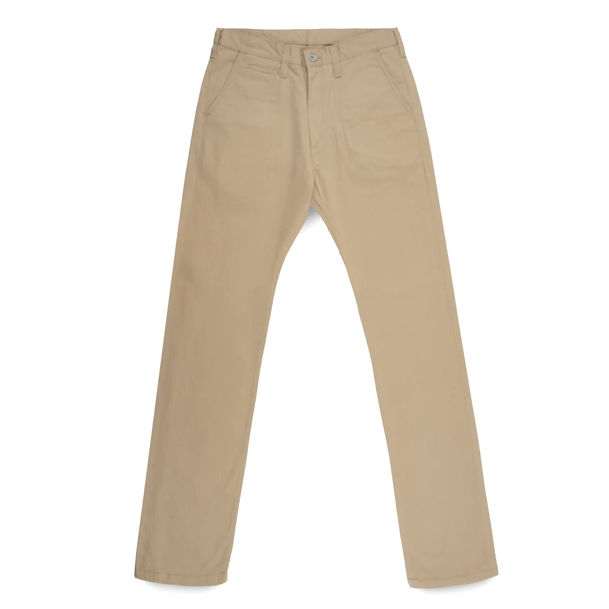 IH-727-KHA 9oz Mercerised Selvedge Cotton Medium/High Rise Tapered Chinos - Khaki
