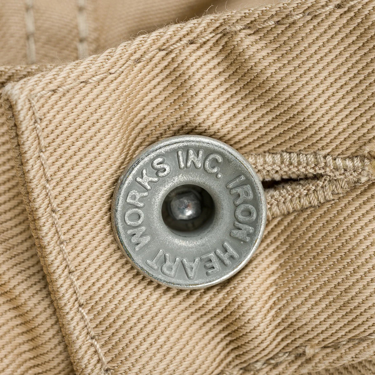 IH-727-KHA 9oz Mercerised Selvedge Cotton Medium/High Rise Tapered Chinos - Khaki