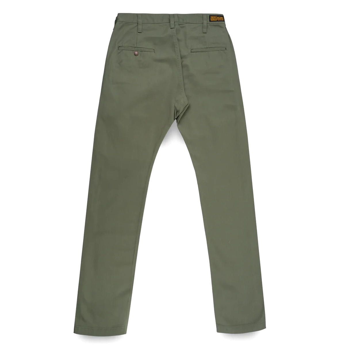 IH-727-OLV 9oz Mercerised Selvedge Cotton Medium/High Rise Tapered Chinos - Olive