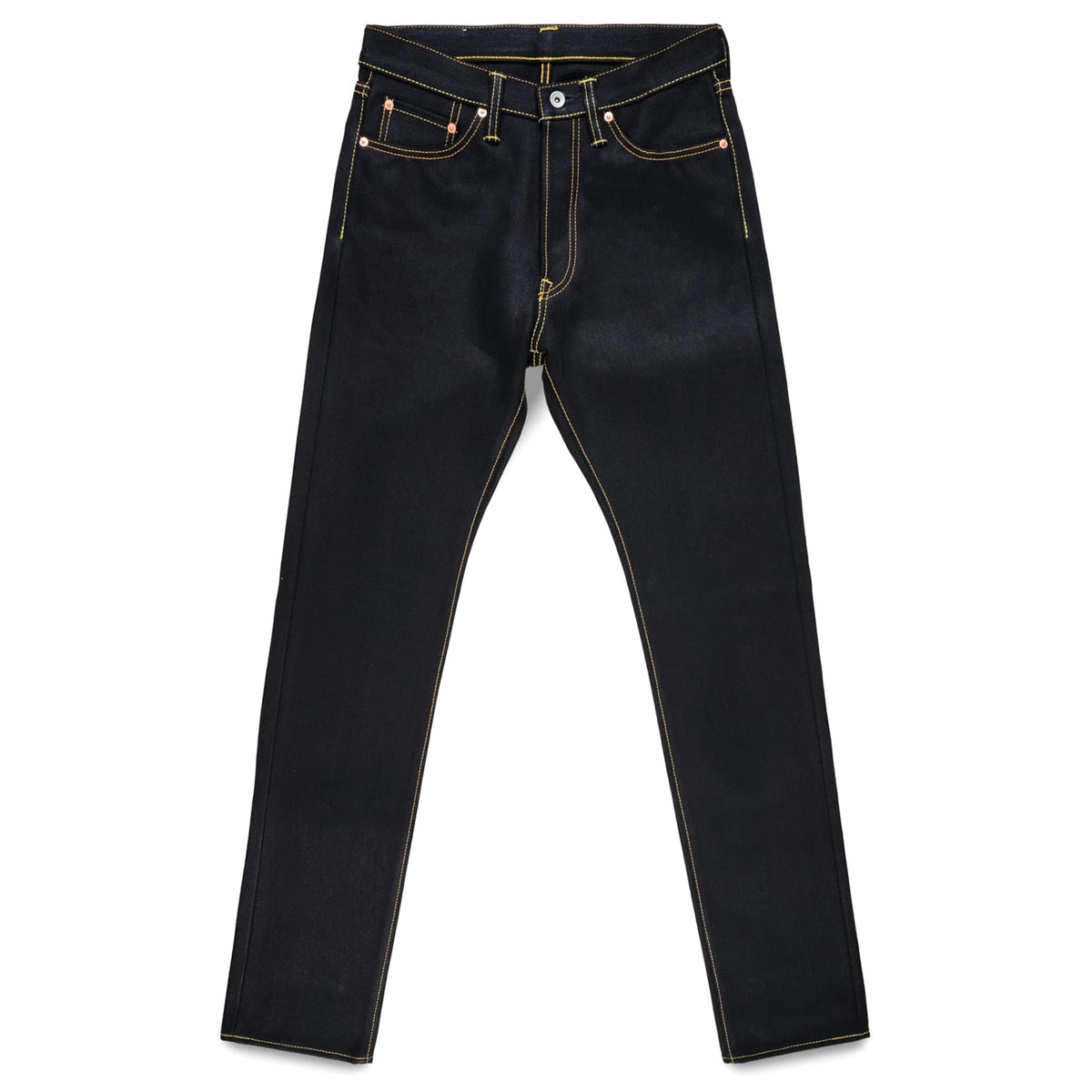 IH-888-XHSib 25oz Selvedge Denim Medium/High Rise Tapered Cut Jeans - Indigo/Black