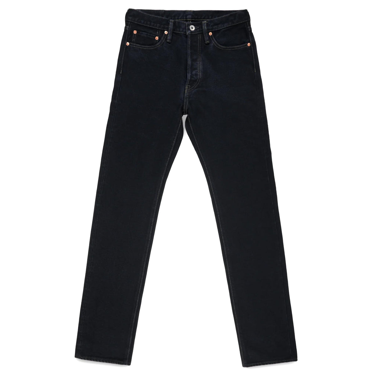 IH-888S-21od 21oz Selvedge Denim Medium/High Rise Tapered Cut Jeans - Indigo Overdyed Black