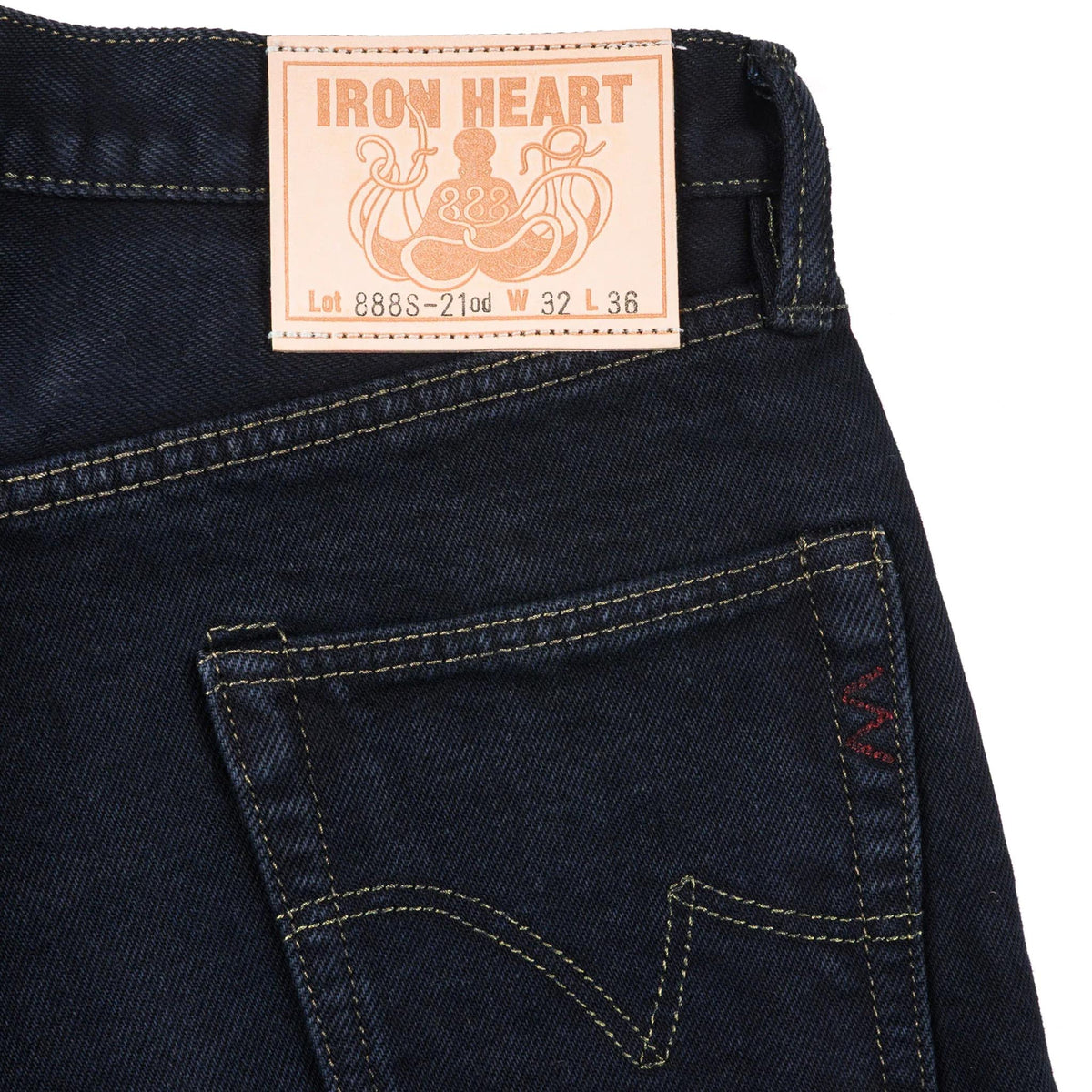 IH-888S-21od 21oz Selvedge Denim Medium/High Rise Tapered Cut Jeans - Indigo Overdyed Black