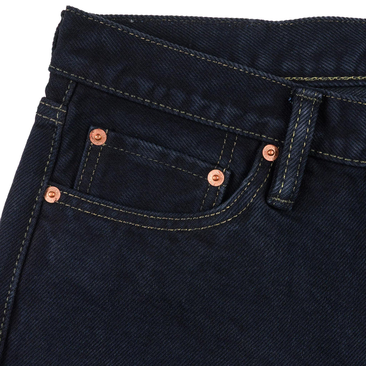 IH-888S-21od 21oz Selvedge Denim Medium/High Rise Tapered Cut Jeans - Indigo Overdyed Black