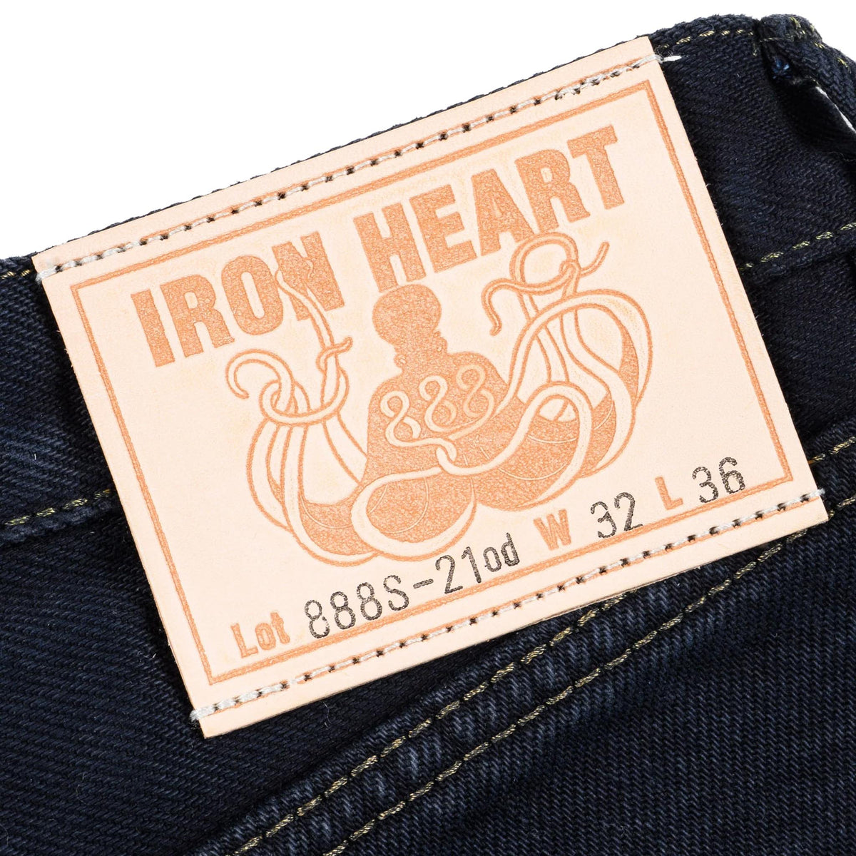 IH-888S-21od 21oz Selvedge Denim Medium/High Rise Tapered Cut Jeans - Indigo Overdyed Black