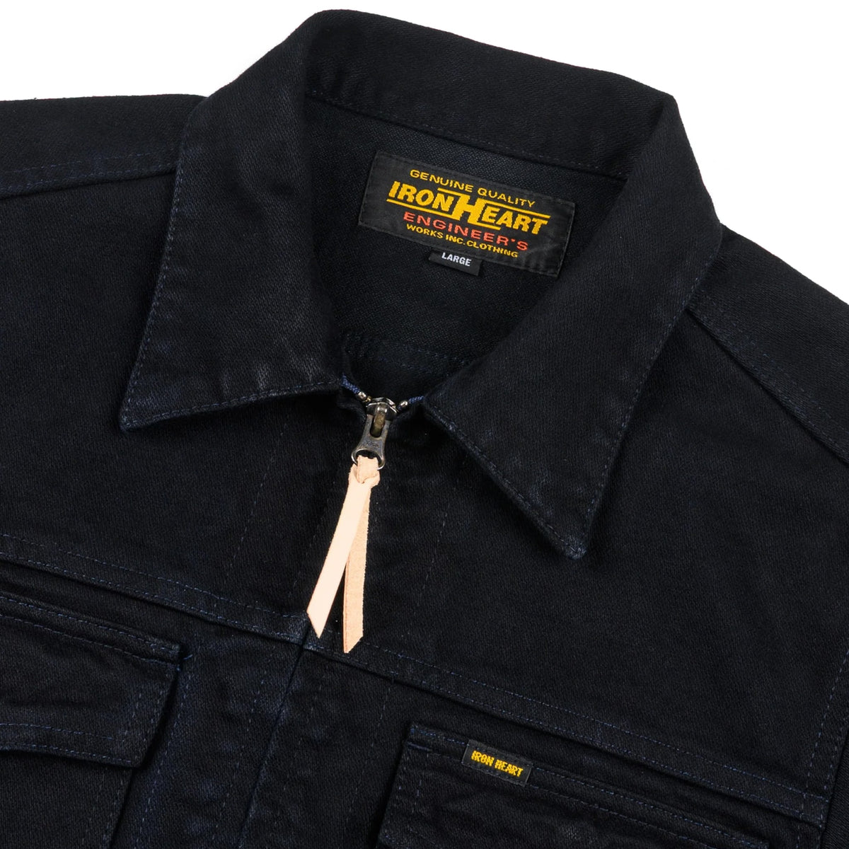IHJ-123-OD 14oz Broken Twill Selvedge Denim Work Jacket - Indigo Overdyed Black