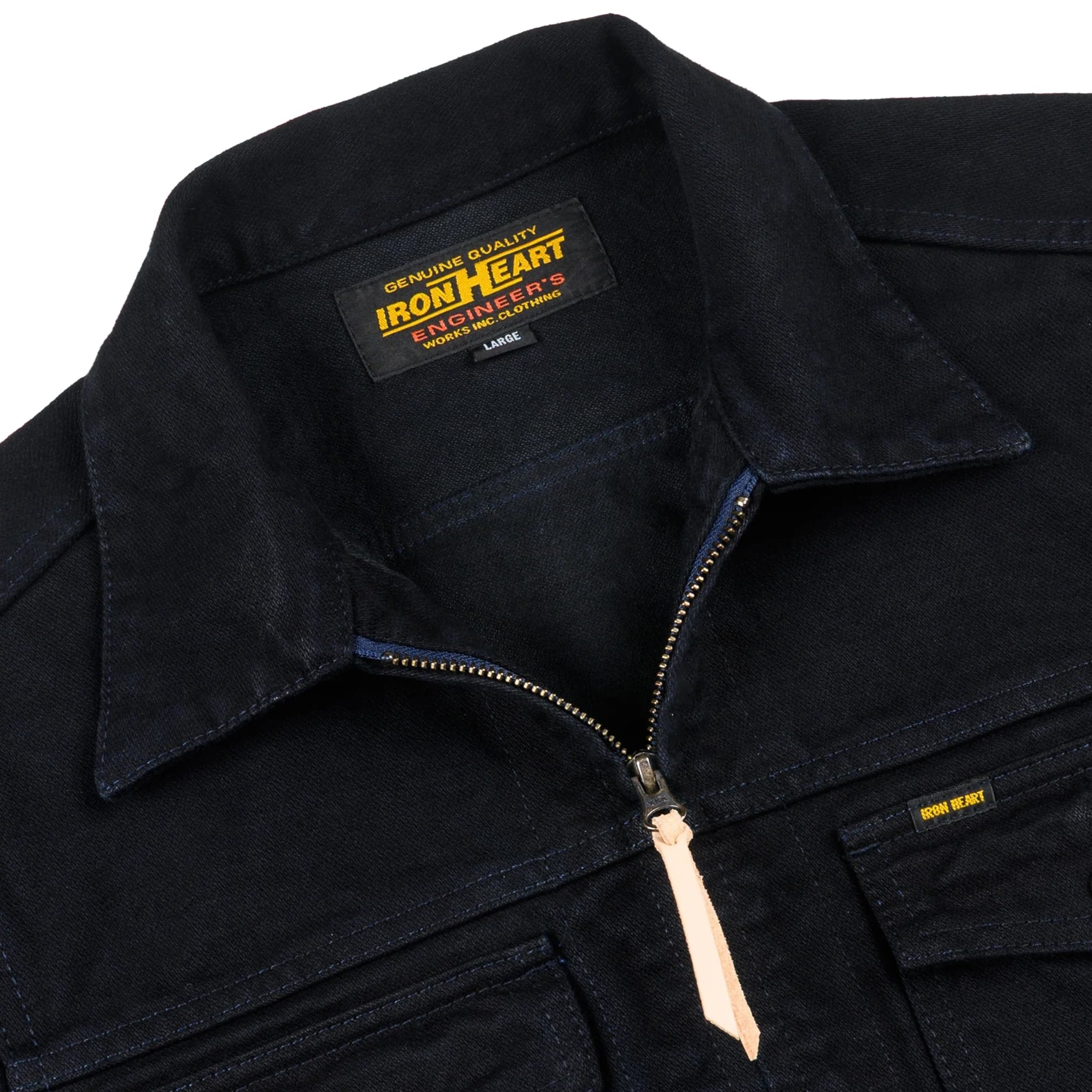 IHJ-123-OD 14oz Broken Twill Selvedge Denim Work Jacket - Indigo Overdyed Black