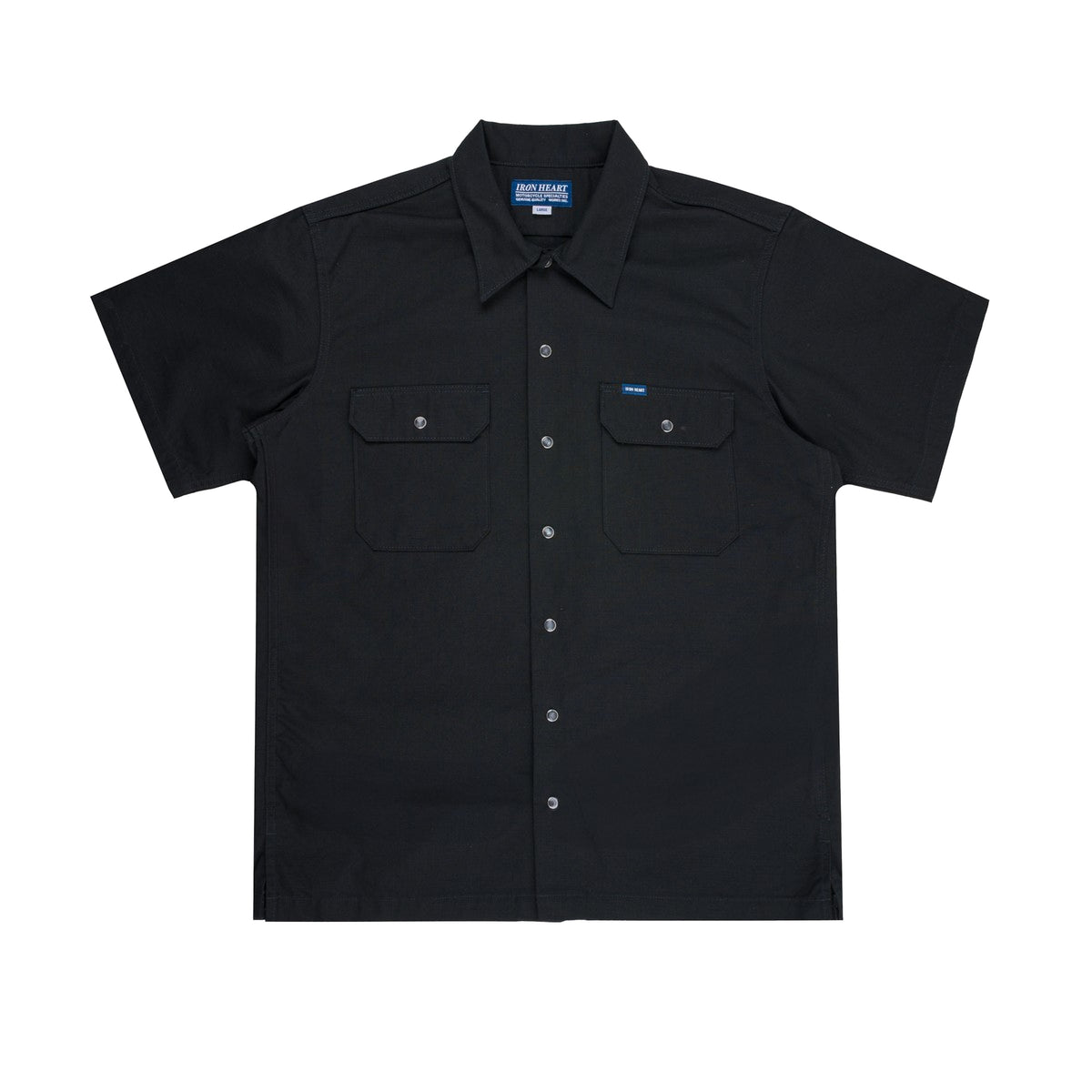 IHSH-415-BLK 8oz Ripstop Short Sleeved Mechanic Shirt - Black