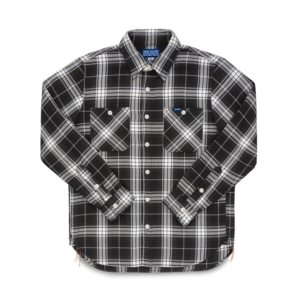 IHSH-441-BLK 9oz Selvedge Flannel Check Work Shirt - Black