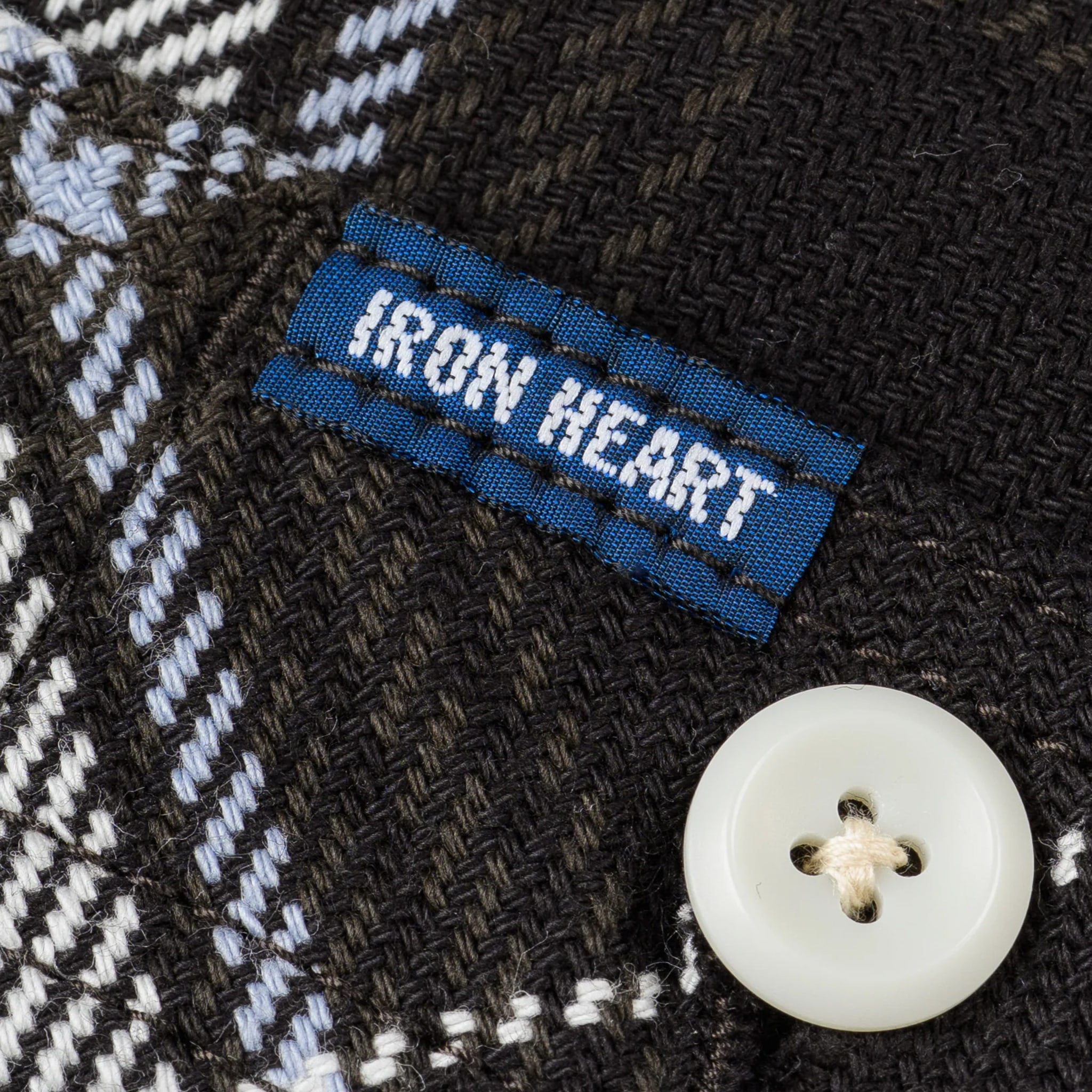 IHSH-441-BLK 9oz Selvedge Flannel Check Work Shirt - Black