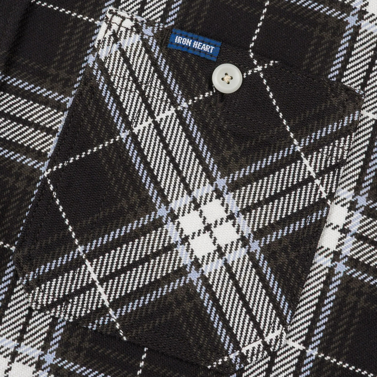 IHSH-441-BLK 9oz Selvedge Flannel Check Work Shirt - Black