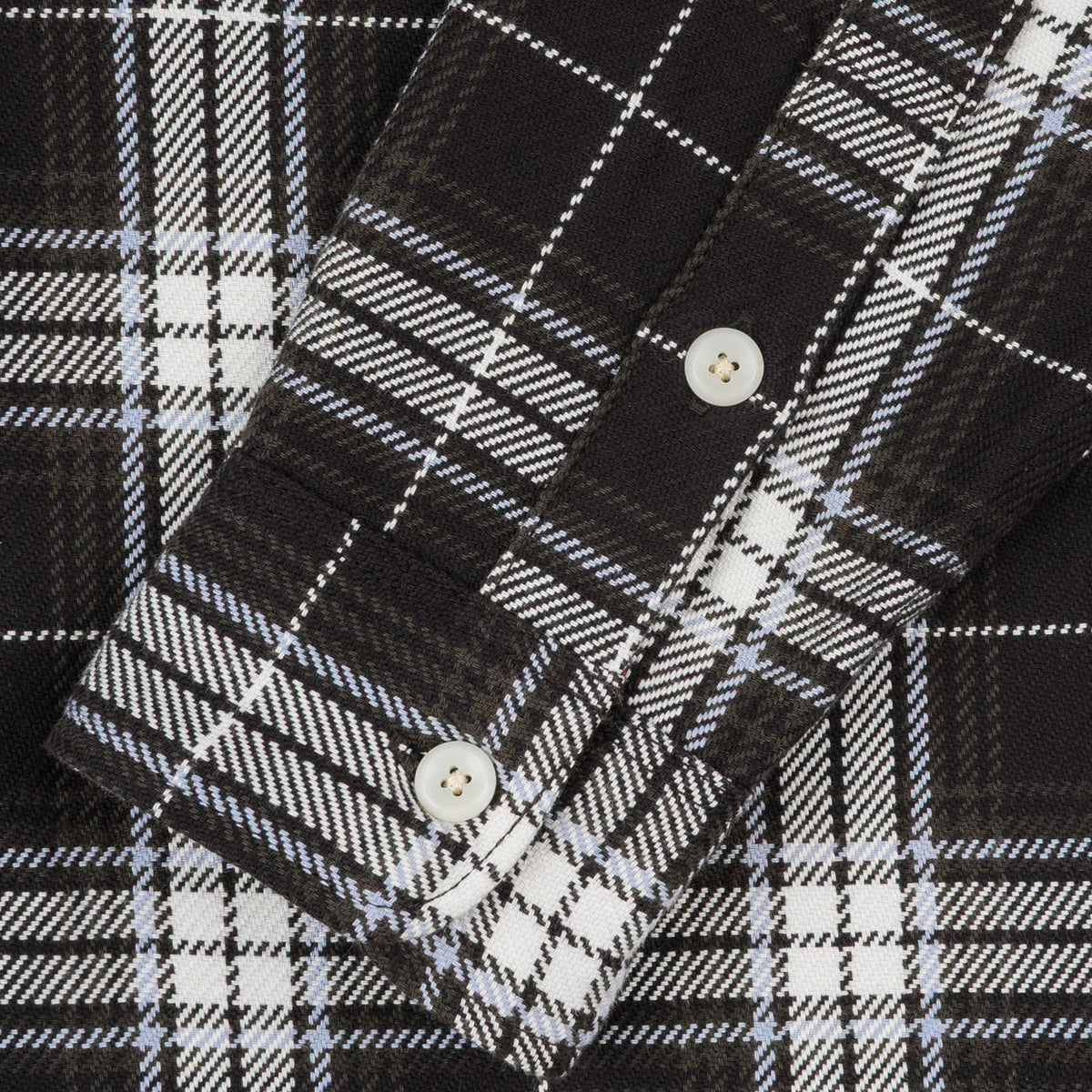 IHSH-441-BLK 9oz Selvedge Flannel Check Work Shirt - Black