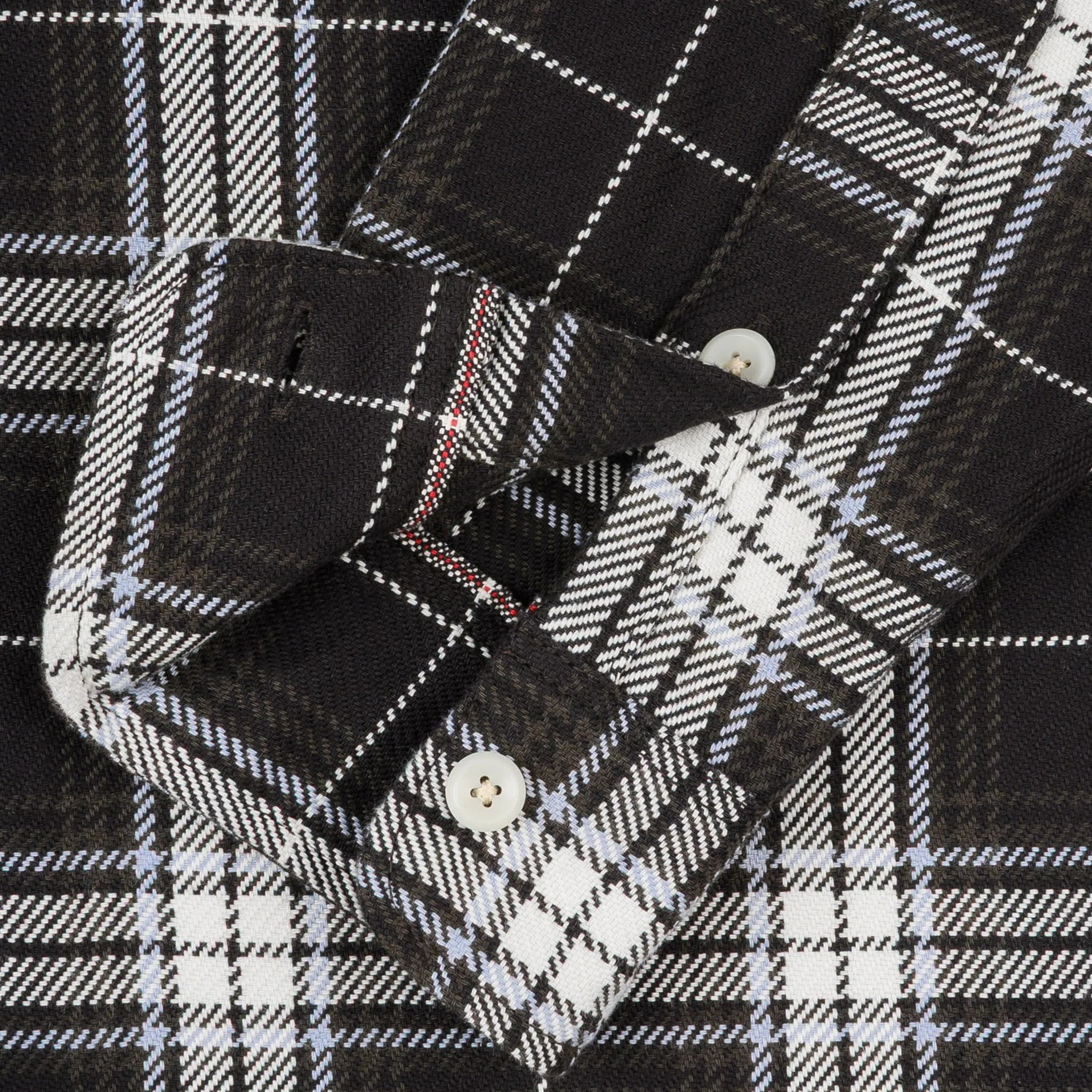IHSH-441-BLK 9oz Selvedge Flannel Check Work Shirt - Black