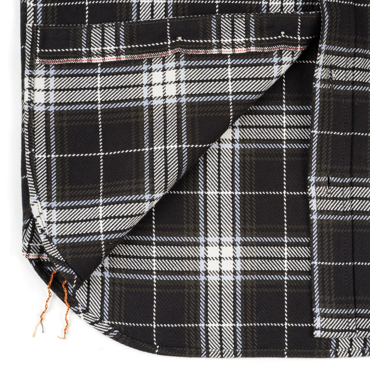 IHSH-441-BLK 9oz Selvedge Flannel Check Work Shirt - Black