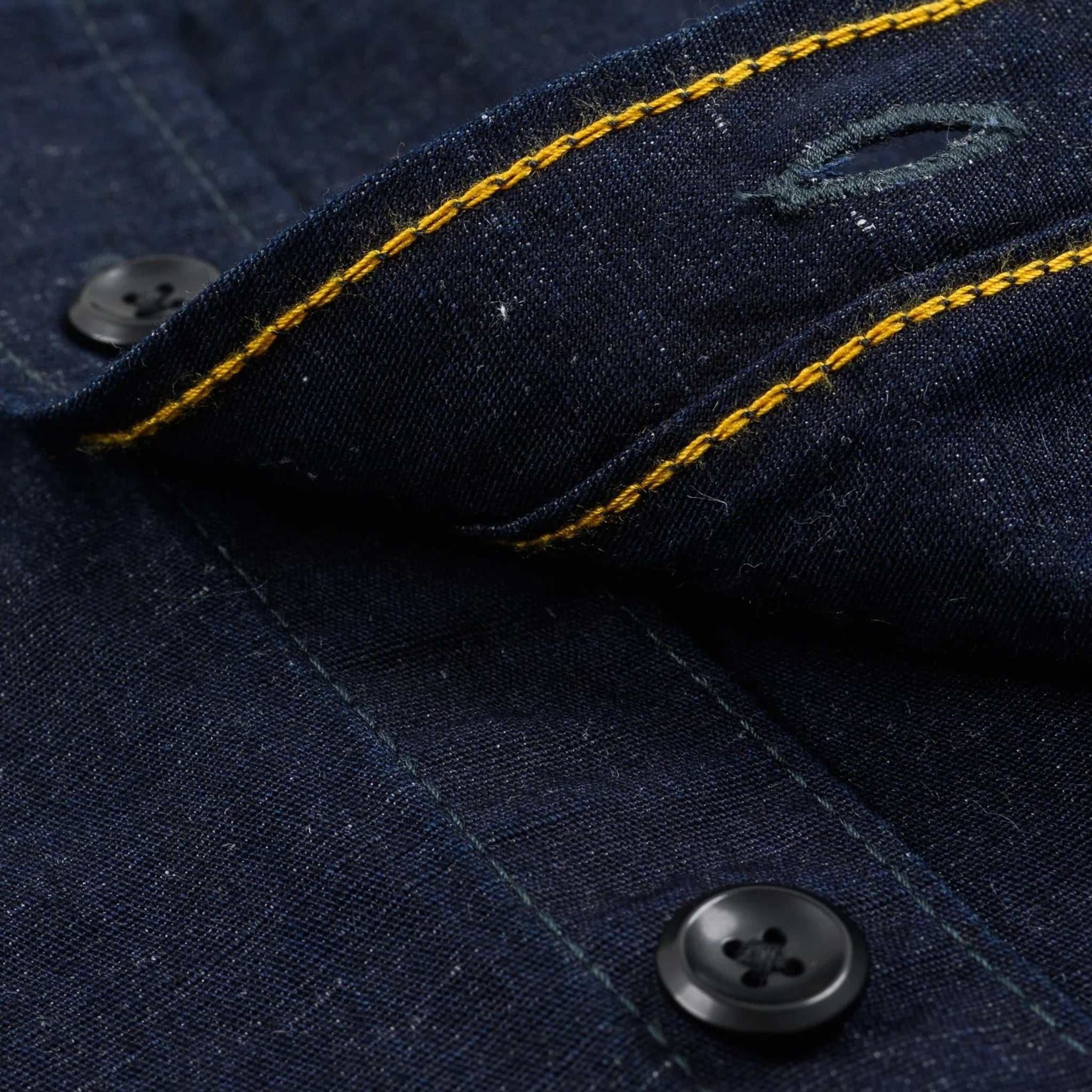 IHSH-443-IND 7oz Cotton Linen Chambray Work Shirt - Indigo