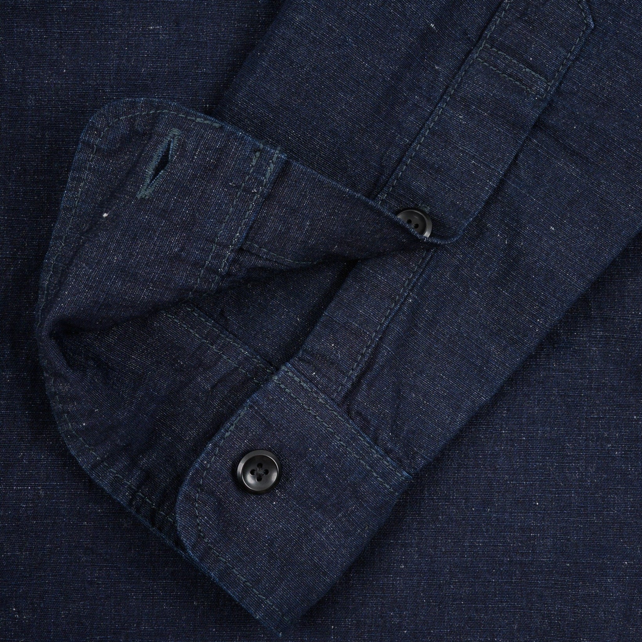 IHSH-443-IND 7oz Cotton Linen Chambray Work Shirt - Indigo