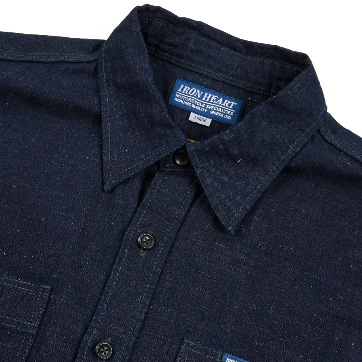 IHSH-443-IND 7oz Cotton Linen Chambray Work Shirt - Indigo