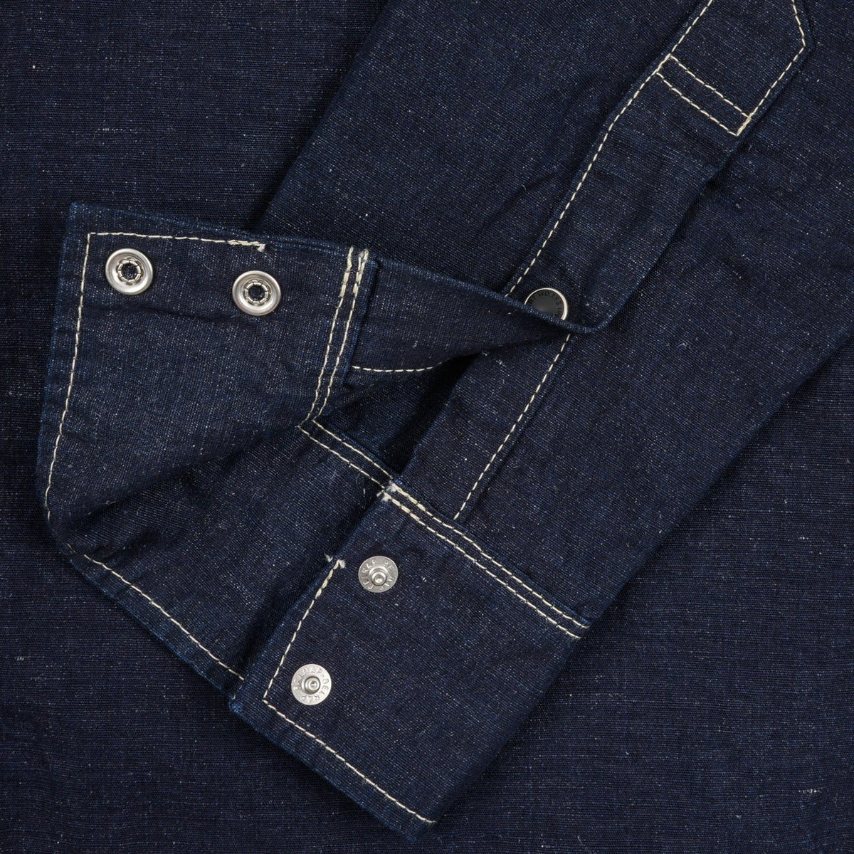 IHSH-444-IND 7oz Cotton Linen Chambray Western Shirt - Indigo