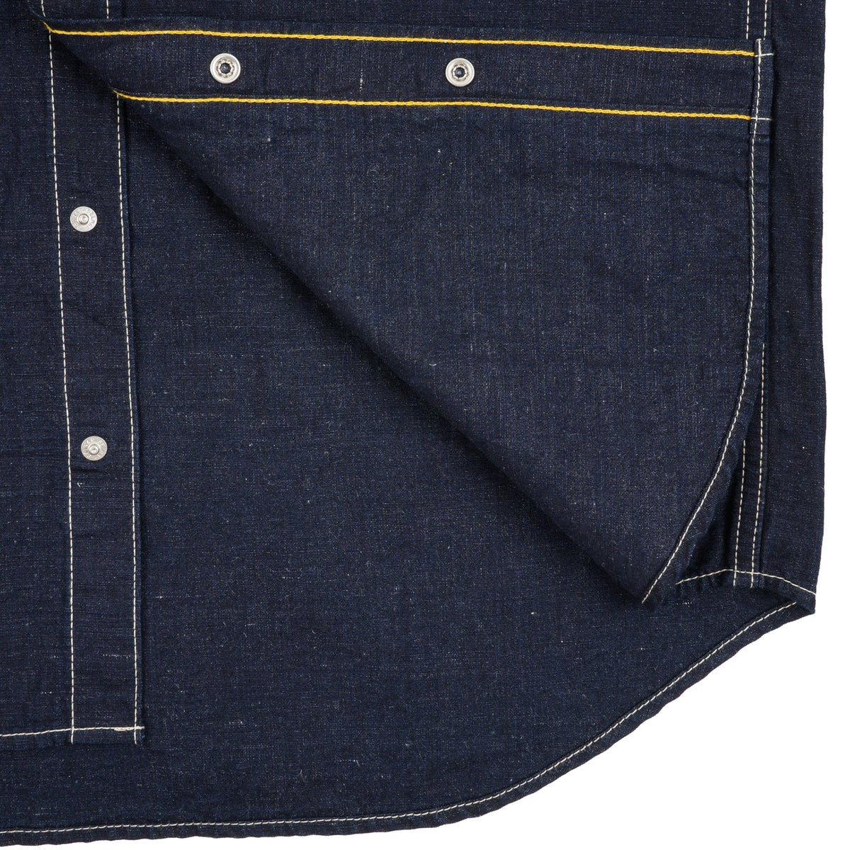 IHSH-444-IND 7oz Cotton Linen Chambray Western Shirt - Indigo