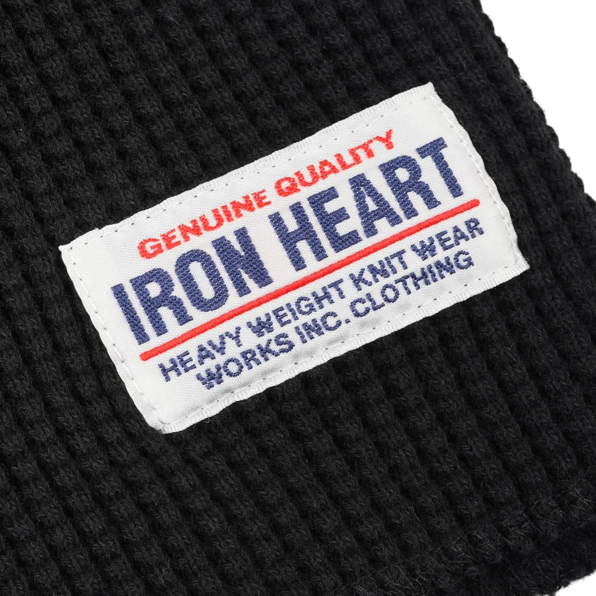 IHTL-1213-BLK Waffle Knit Long Sleeved Thermal Henley - Black