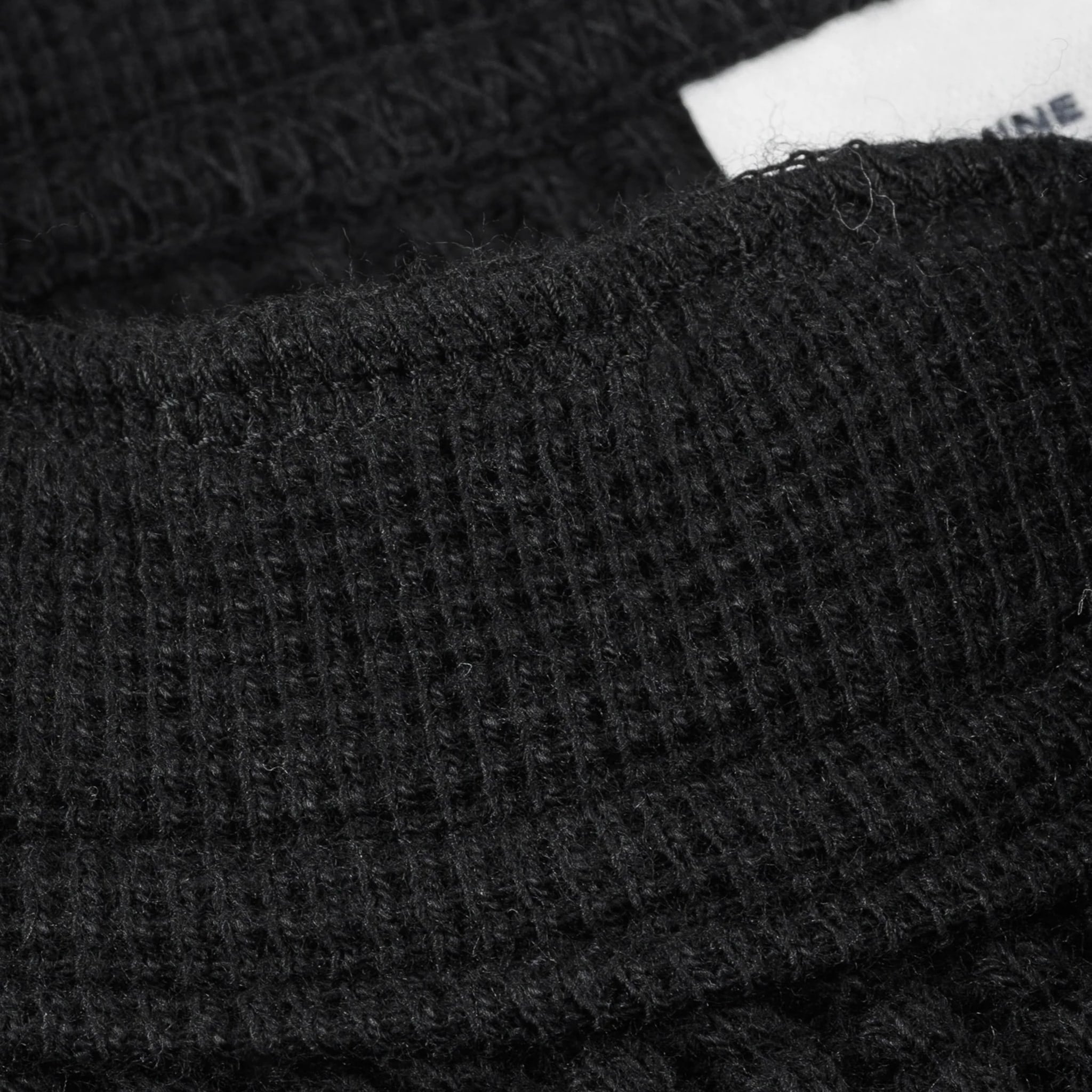 IHTL-1213-BLK Waffle Knit Long Sleeved Thermal Henley - Black