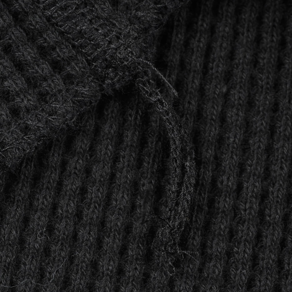 IHTL-1213-BLK Waffle Knit Long Sleeved Thermal Henley - Black
