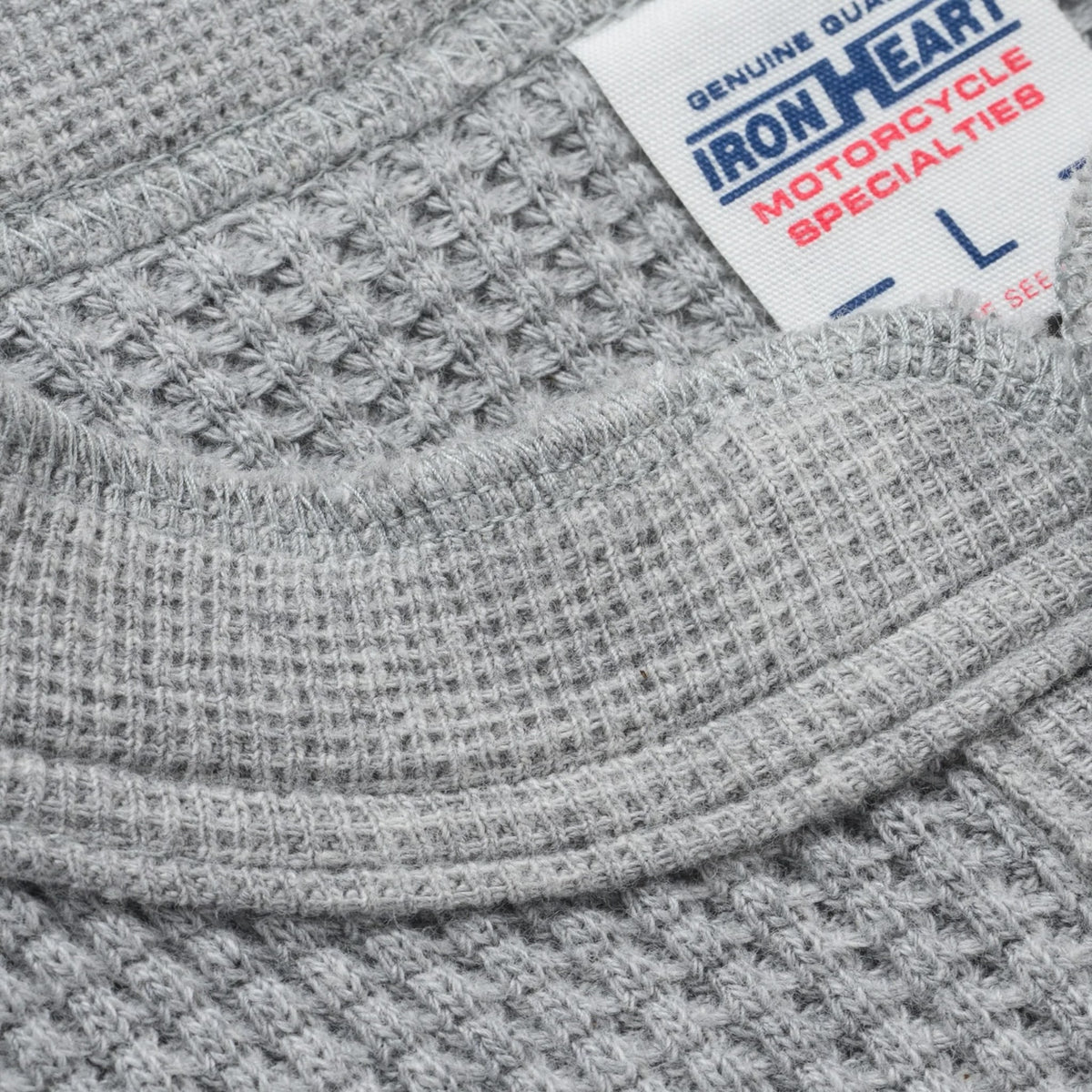 IHTL-1213-GRY Waffle Knit Long Sleeved Thermal Henley - Grey