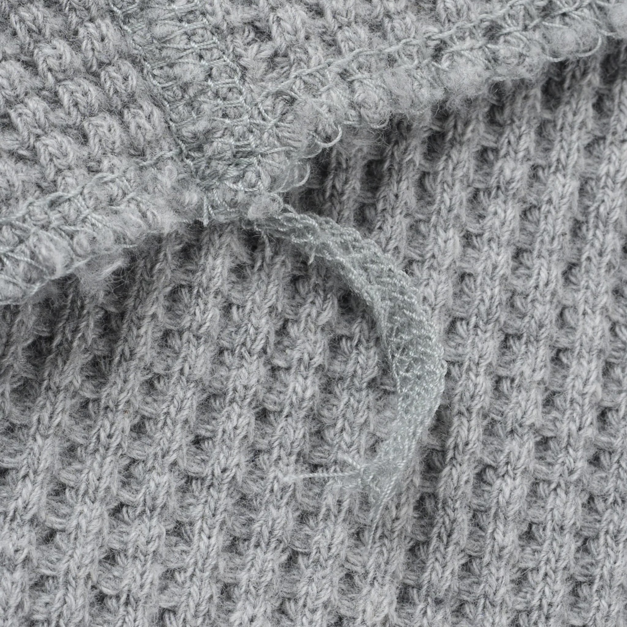 IHTL-1213-GRY Waffle Knit Long Sleeved Thermal Henley - Grey