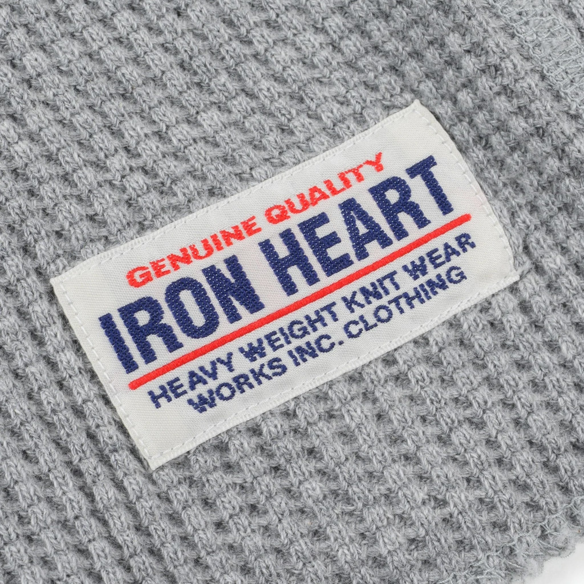 IHTL-1213-GRY Waffle Knit Long Sleeved Thermal Henley - Grey