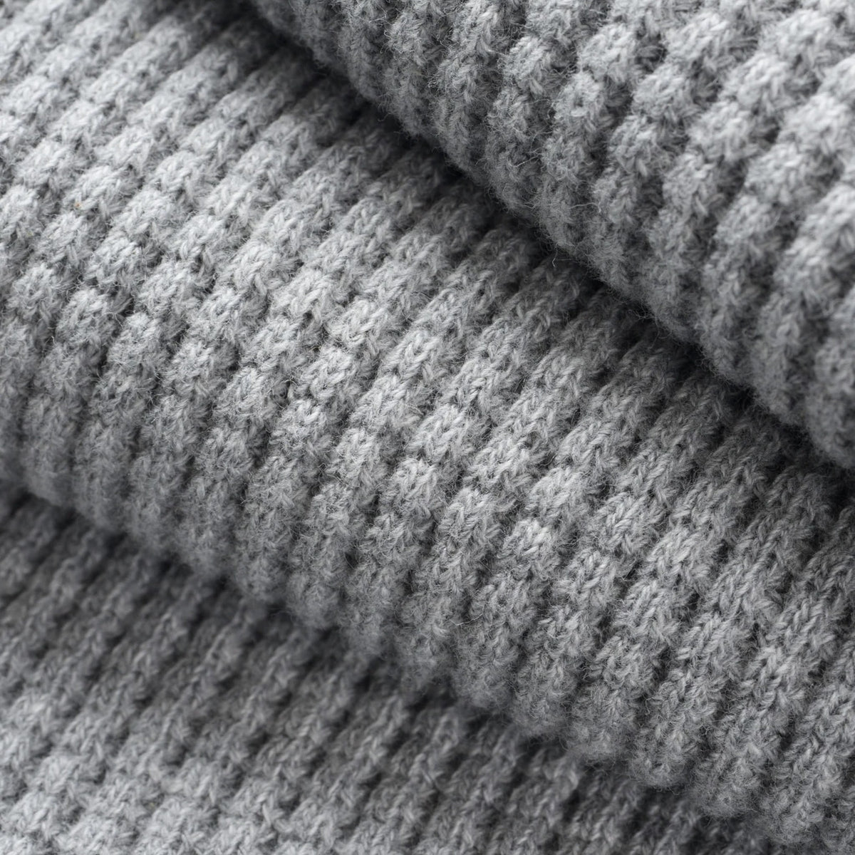 IHTL-1213-GRY Waffle Knit Long Sleeved Thermal Henley - Grey