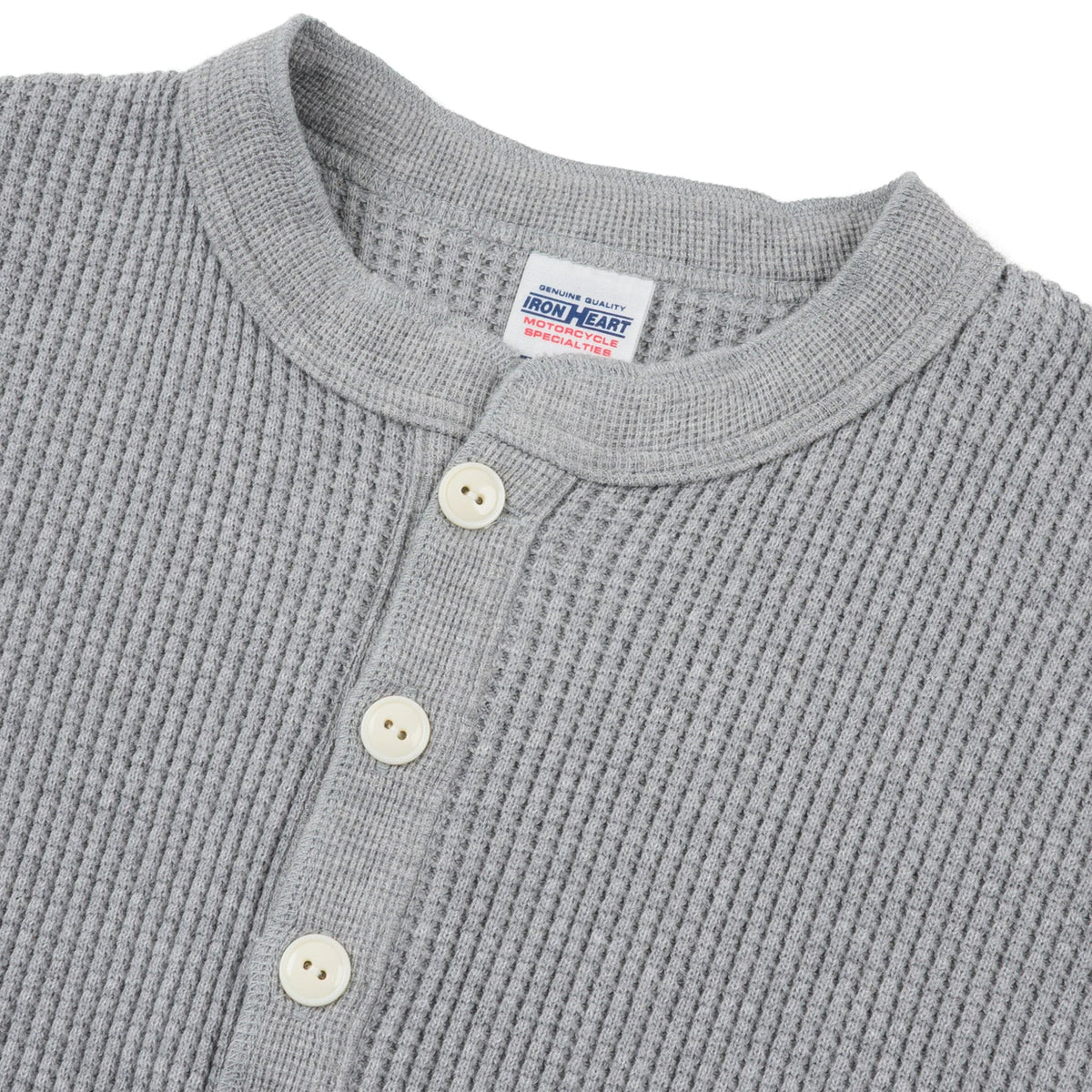 IHTL-1213-GRY Waffle Knit Long Sleeved Thermal Henley - Grey