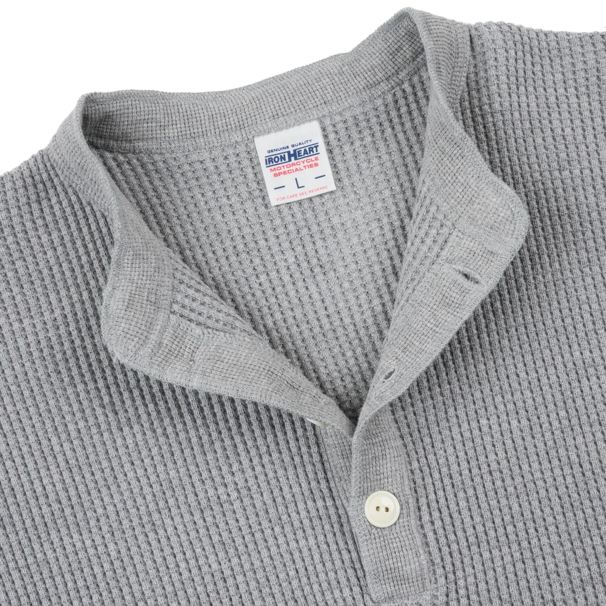 IHTL-1213-GRY Waffle Knit Long Sleeved Thermal Henley - Grey