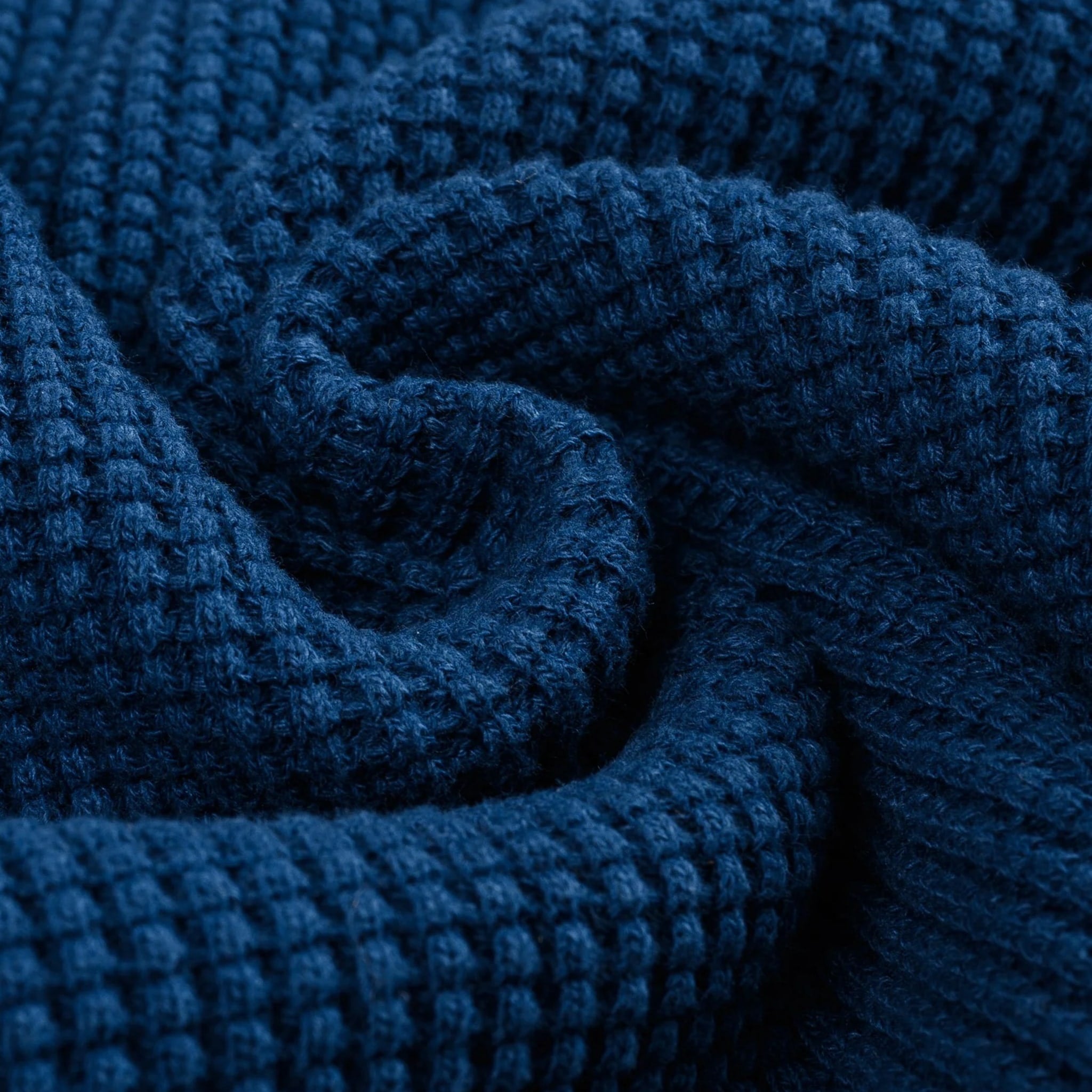 IHTL-1213-IND Waffle Knit Long Sleeved Thermal Henley - Indigo Dyed