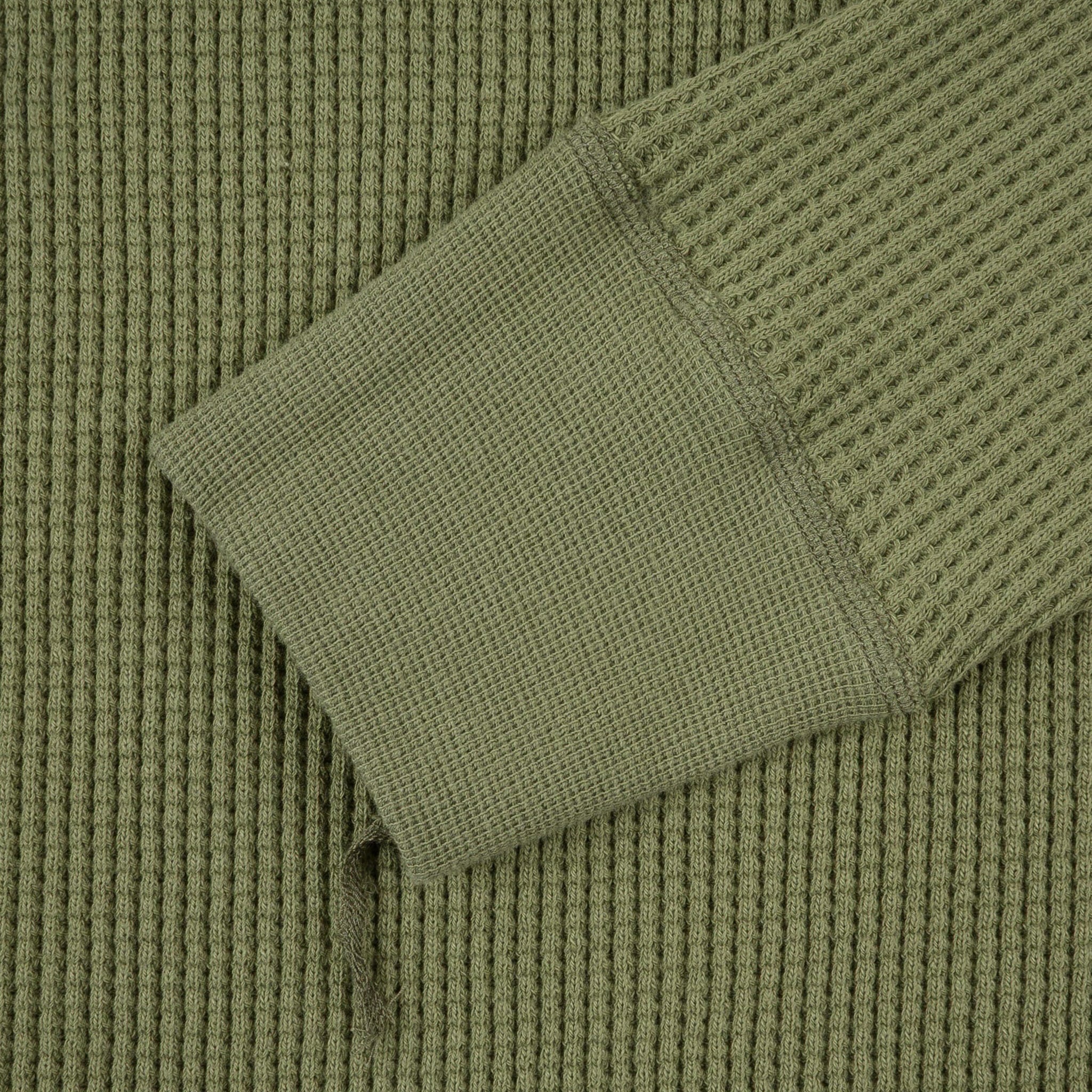 IHTL-1213-OLV Waffle Knit Long Sleeved Thermal Henley - Olive