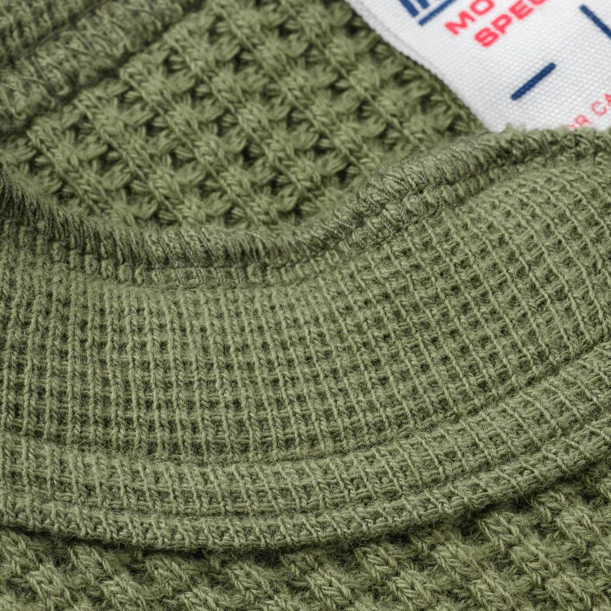 IHTL-1213-OLV Waffle Knit Long Sleeved Thermal Henley - Olive