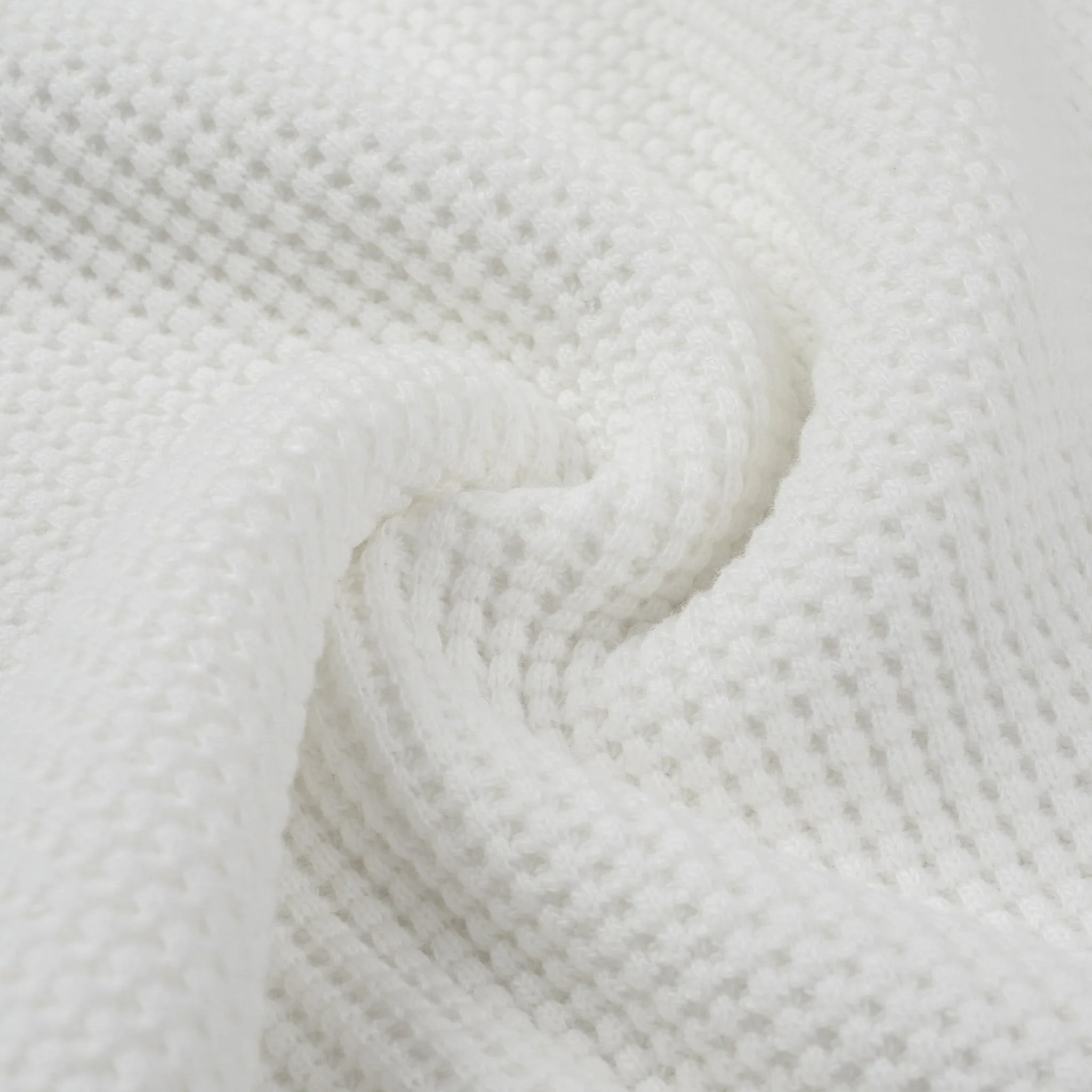 IHTL-1213-WHT Waffle Knit Long Sleeved Thermal Henley - White