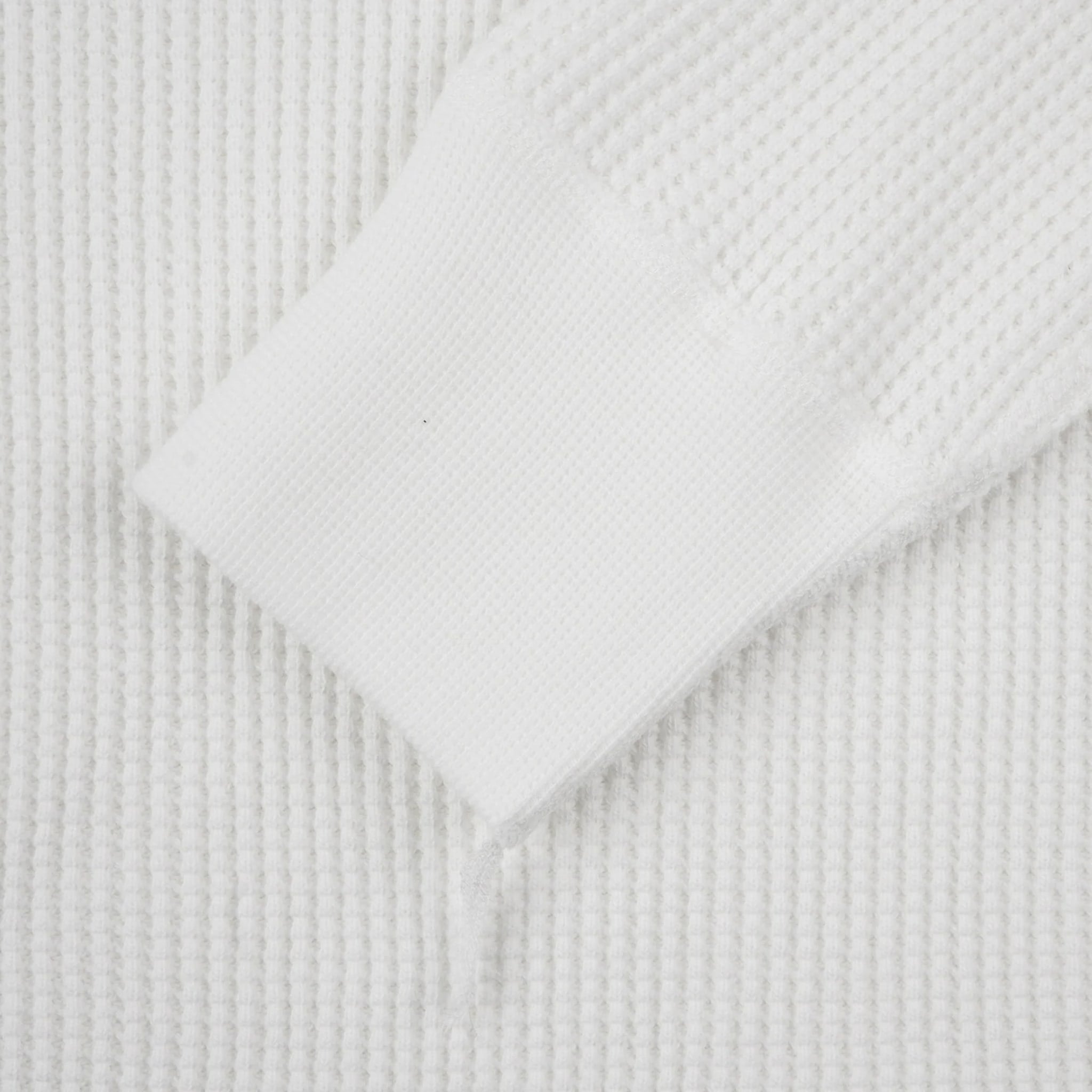 IHTL-1213-WHT Waffle Knit Long Sleeved Thermal Henley - White