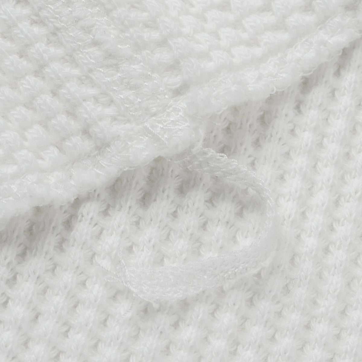 IHTL-1213-WHT Waffle Knit Long Sleeved Thermal Henley - White